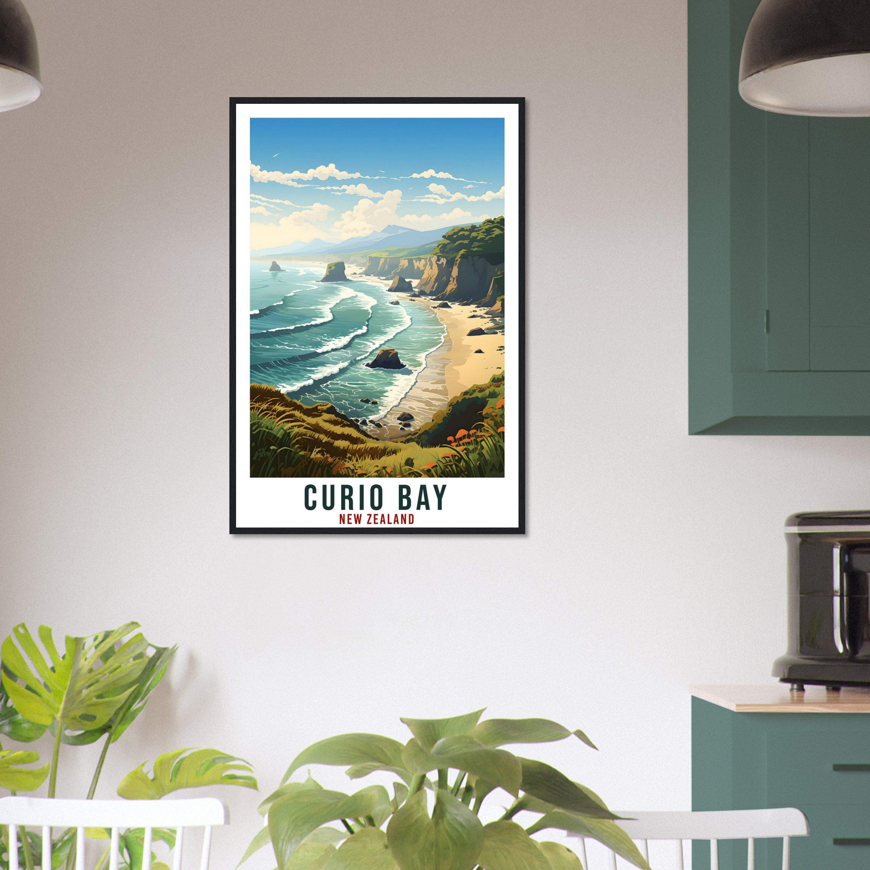 Curio Bay Travel Print Wall Art Curio Bay New Zealand Wall Hanging Artwork NZ Art Gifts Curio Bay Travel Poster New Zealand Art Lovers Gift