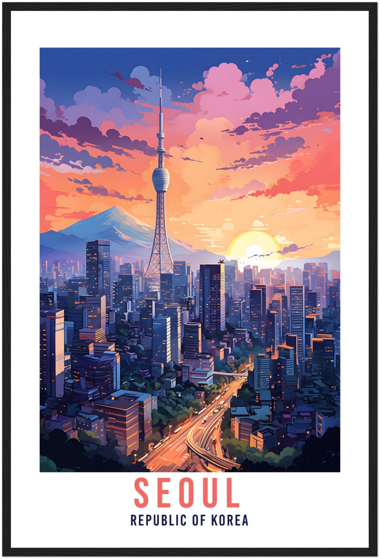 Seoul Travel Poster Artwork Republic Of Korea Wall Art Seoul Wall Hanging South Korea Gift Holiday Print Vacation Print Seoul Travel Gift