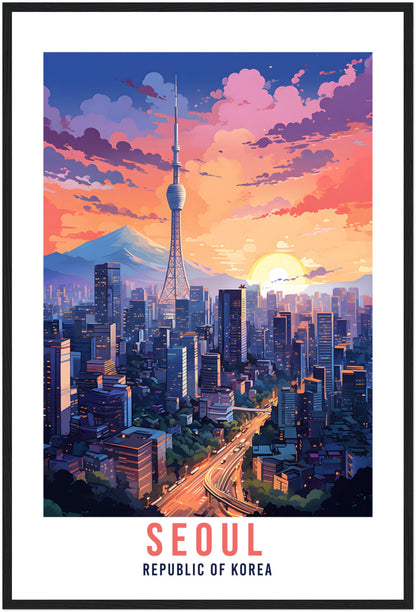 Seoul Travel Poster Artwork Republic Of Korea Wall Art Seoul Wall Hanging South Korea Gift Holiday Print Vacation Print Seoul Travel Gift