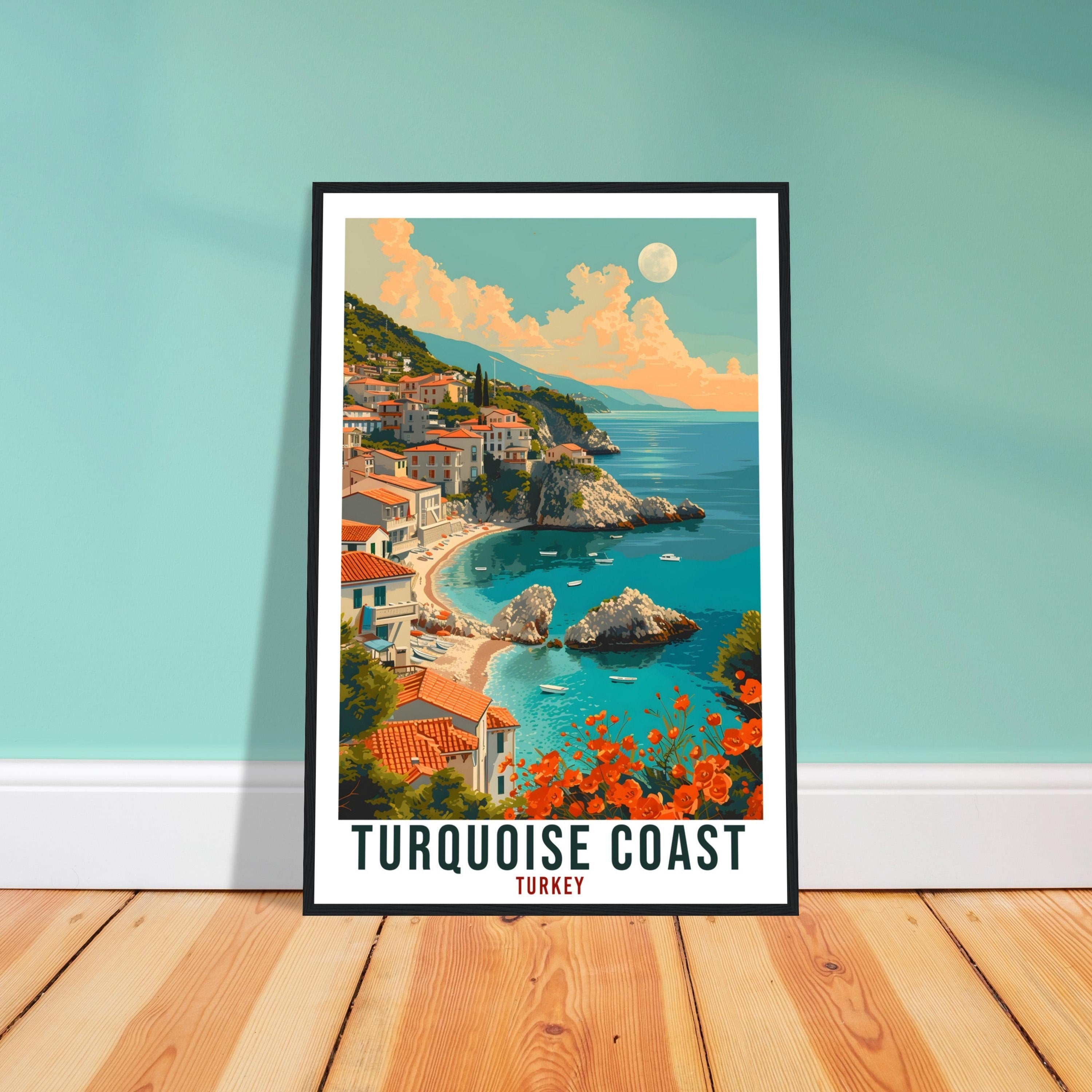 Turquoise Coast Travel Print Turkey Home Decor Turkish Wall Art Gift Wall Hanging Art Lover Turkey Artwork Turquoise Coast Travel Poster