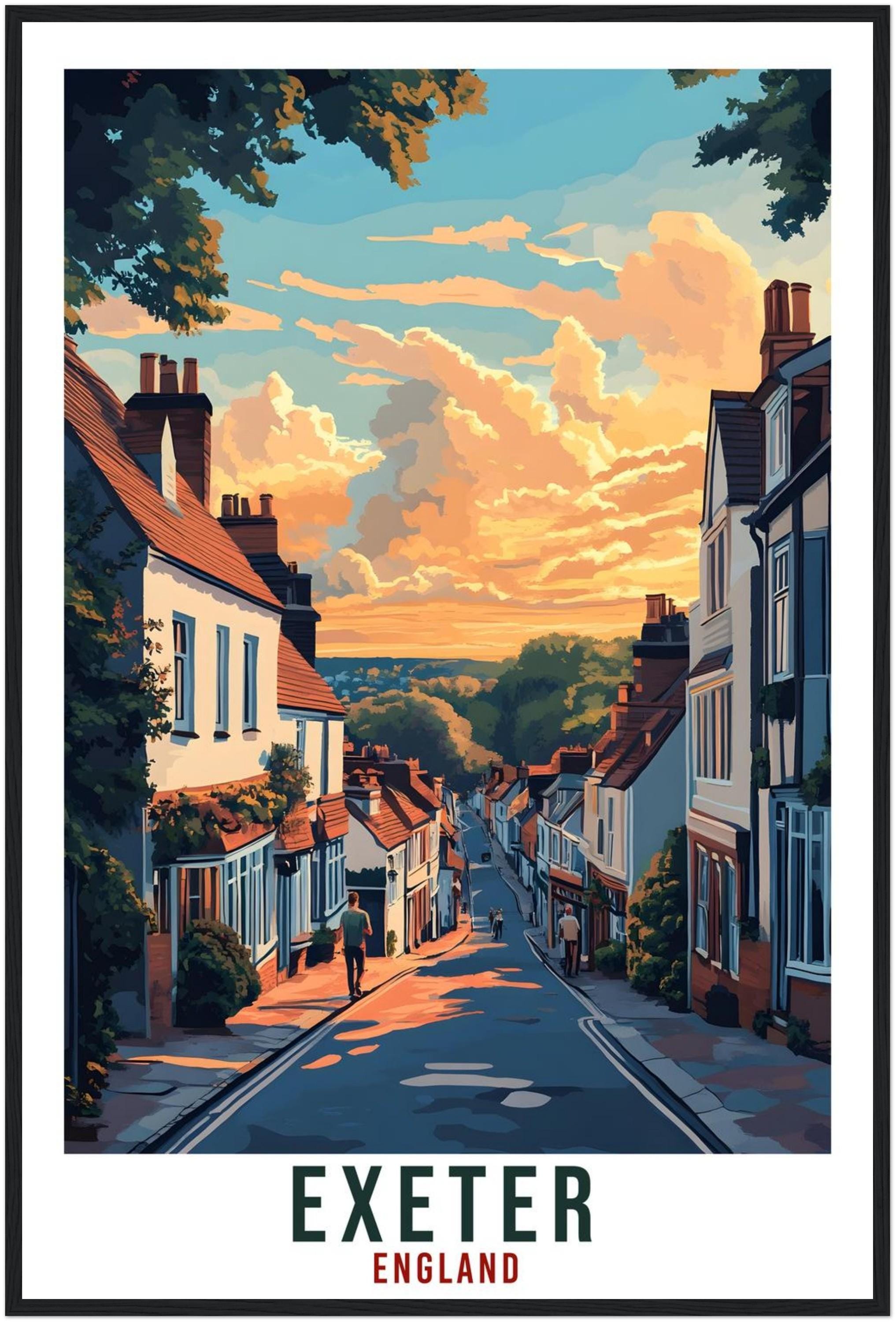 Exeter Travel Print England Home Decor Exeter Wall Art Gift Wall Hanging Art Lover Exeter England Republic Artwork Travel Poster UK Art