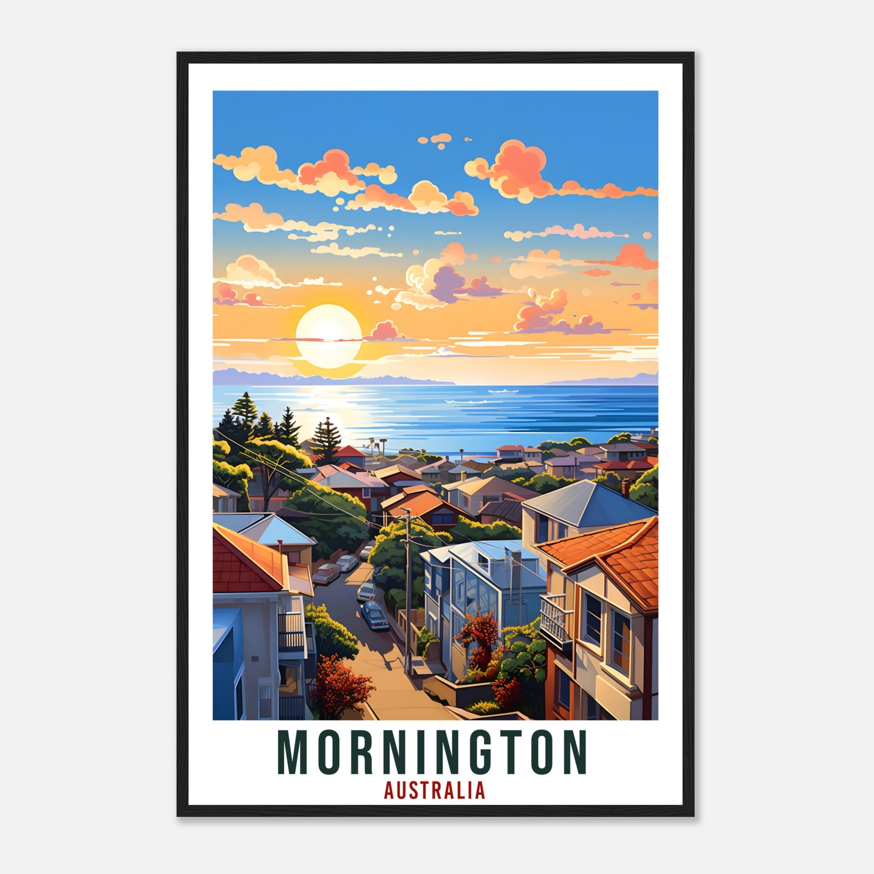 Mornington Australia Travel Print Art Gift Mornington Home Décor Artwork Wall Hanging Mornington Travel Poster Australian Wall Art Sunset