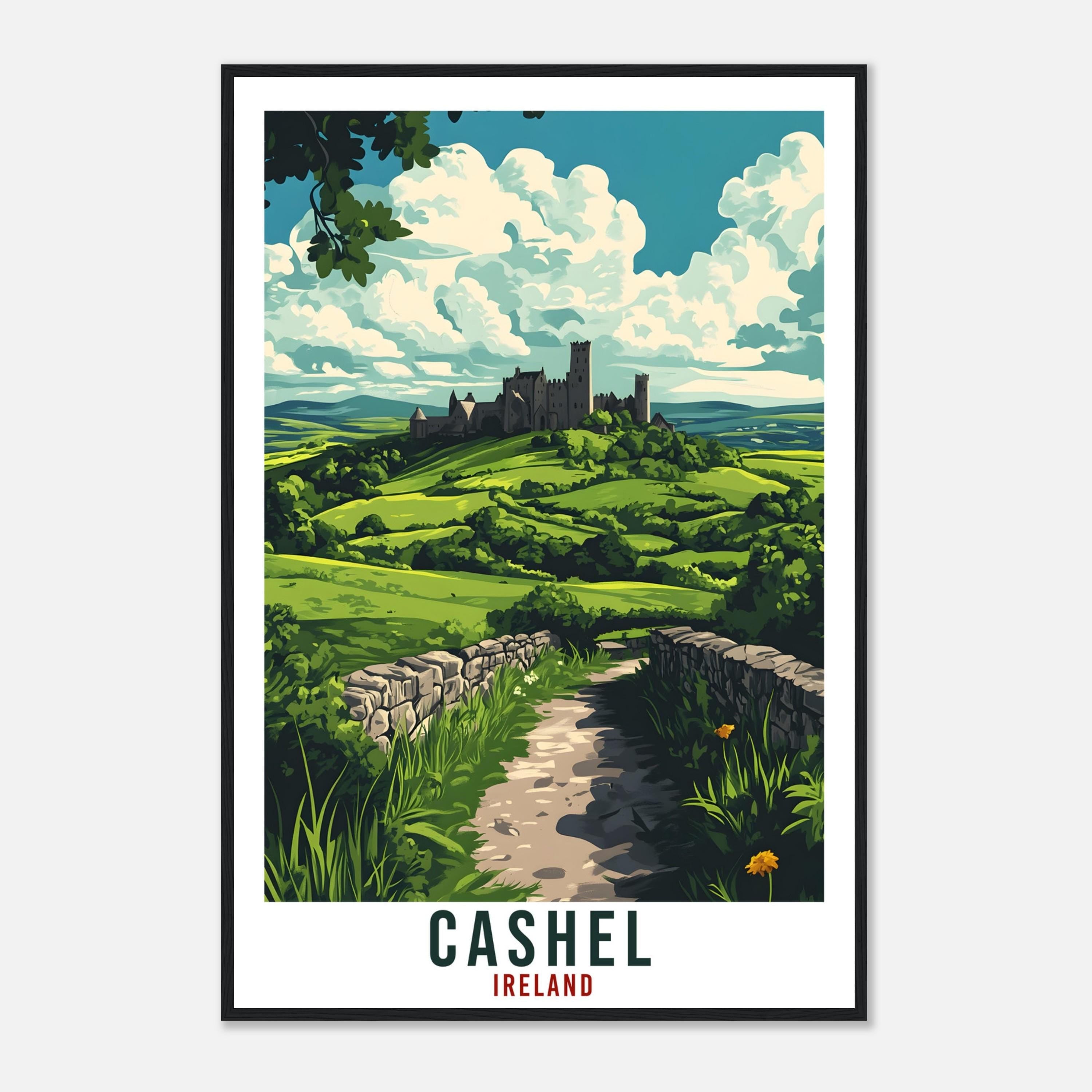 Cashel Travel Print Ireland Home Decor Cashel Wall Art Gift Wall Hanging Art Lover Tipperary Irish Artwork Travel Poster Ireland Travel Art