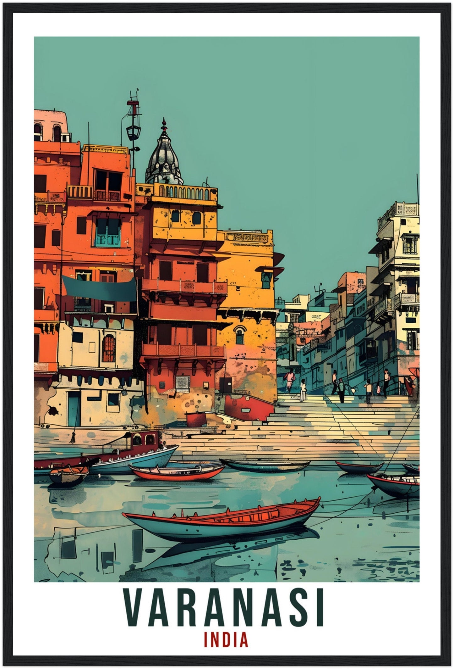 Varanasi Travel Print India Home Decoration Wall Art Gift Wall Hanging Art Lover Indian Artwork India Varanasi Travel Poster Cityscape Print