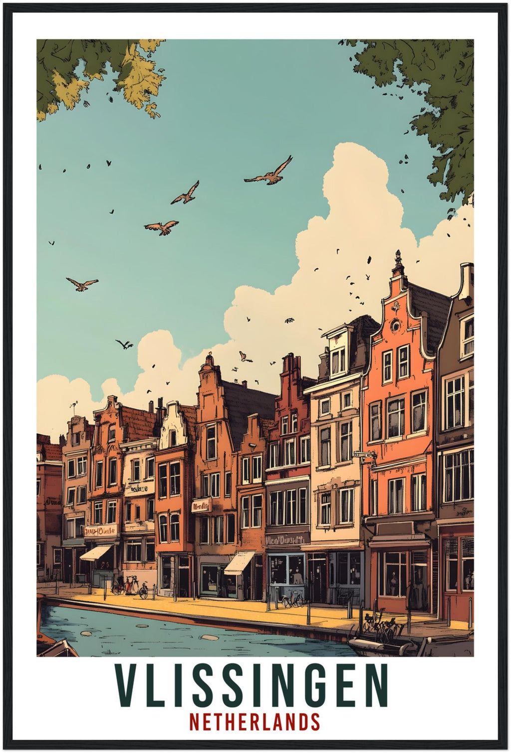 Vlissingen Travel Print Netherlands Decor Vlissingen Wall Art Gift Wall Hanging Vlissingen Dutch Artwork Travel Poster Holland Travel Art