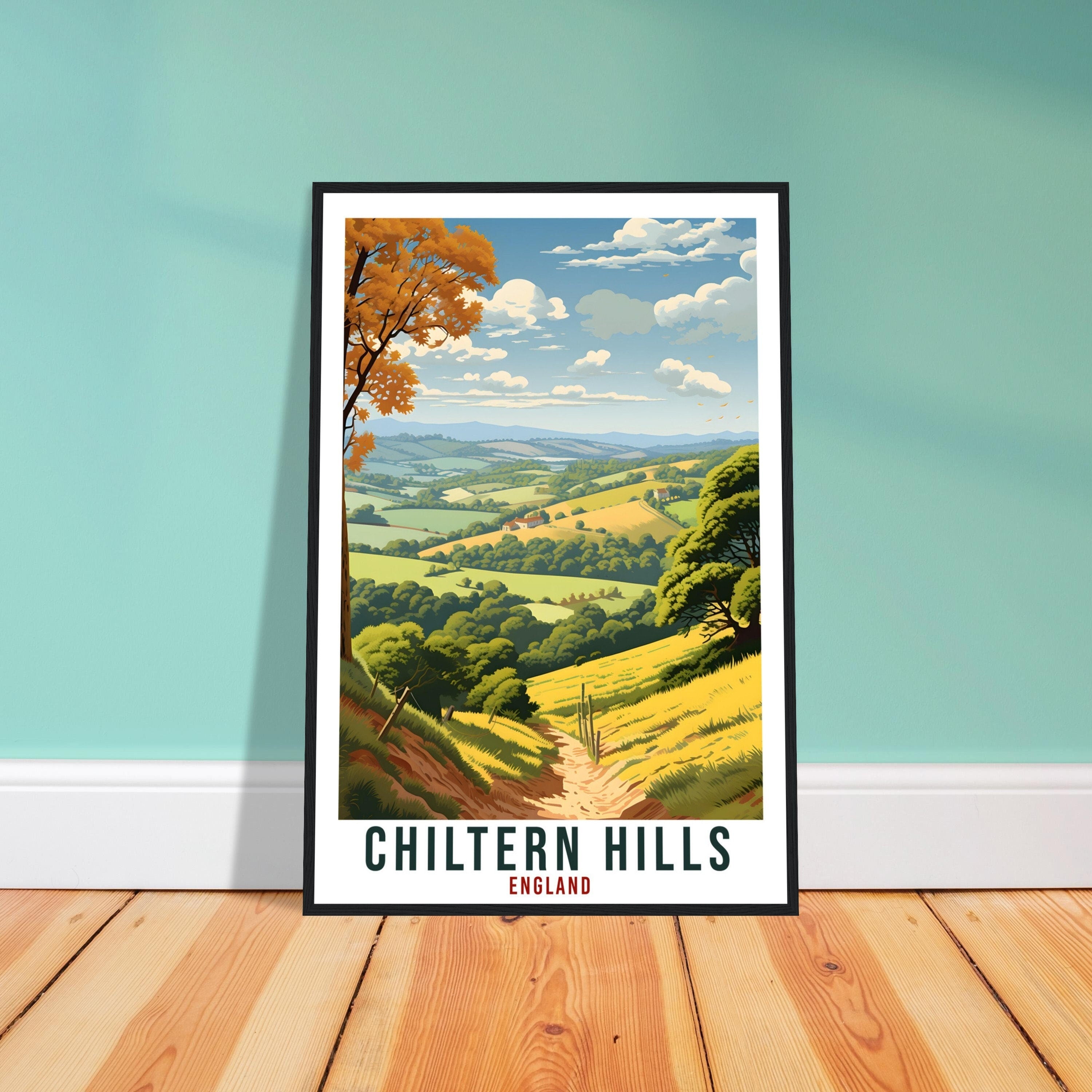 Chiltern Hills Travel Print English Wall Art Home Decor Wall Hanging Travel Art Gift Chiltern Hills Travel Poster England Landscape Artwork