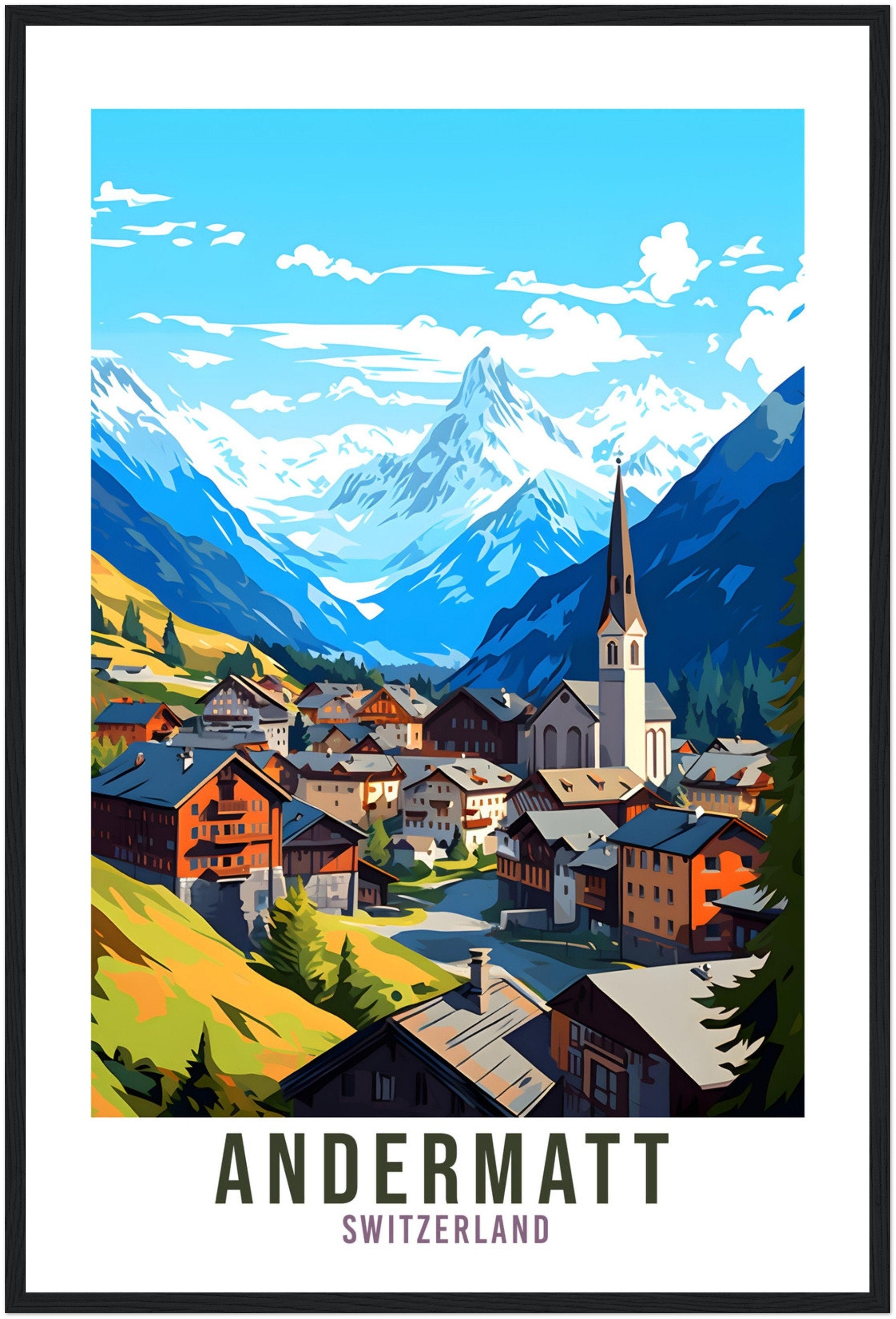 Andermatt Travel Print Wall Art Andermatt Skiing Switzerland Gift Holiday Andermatt Art Print Andermatt Travel Poster Swiss Landscape
