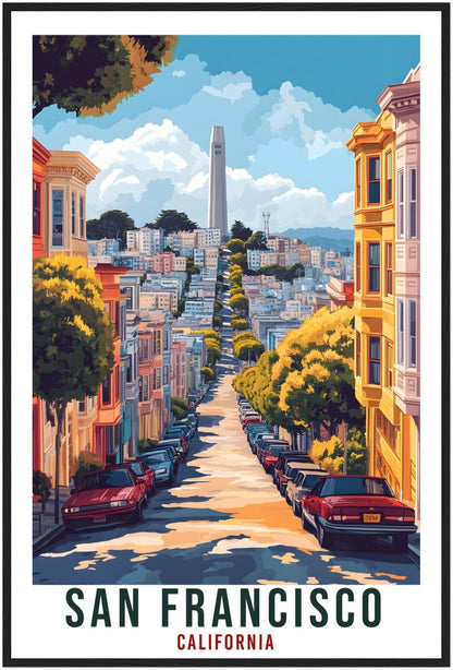 San Francisco Travel Print California Home Decor San Francisco Wall Art Gift Wall Hanging Art Lover United States Artwork Travel Poster Art
