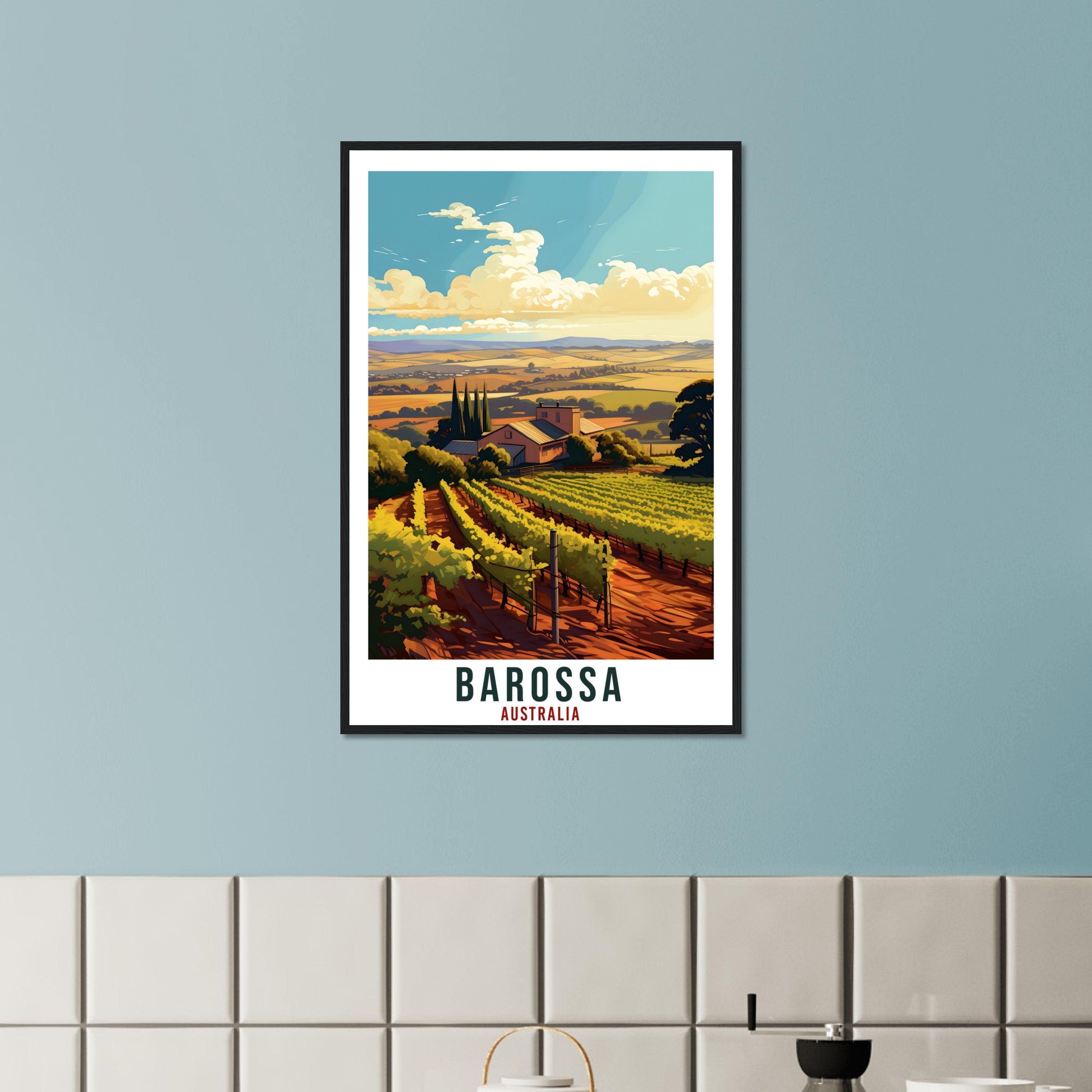 Barossa Travel Poster Wall Art Barossa Australian Wine Region Artwork Wall Hanging Art Gifts Barossa Travel Print Australian Art Lovers Gift