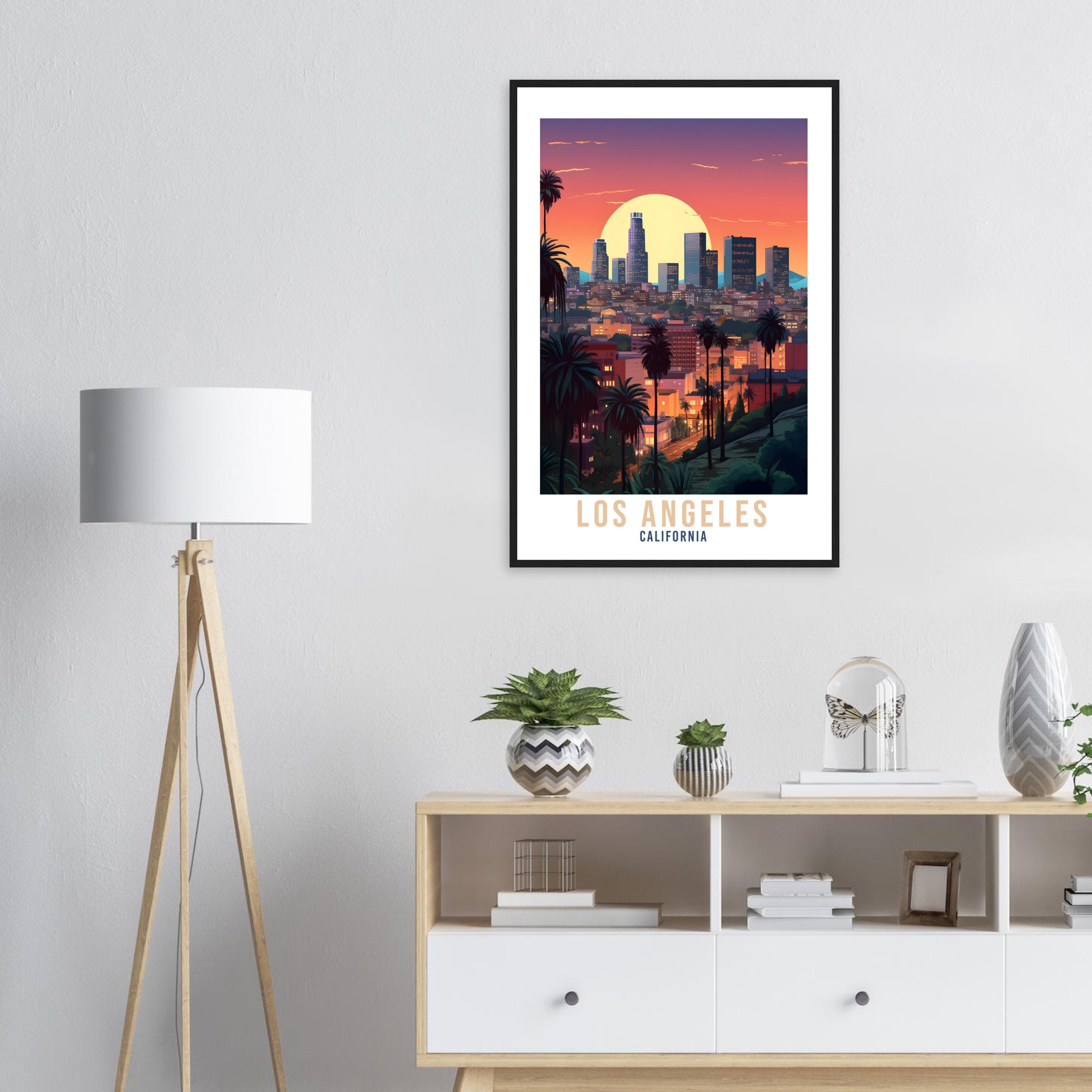 Los Angeles Sunset Travel Print Wall Art Los Angeles Wall Hanging LA Cityscape Los Angeles Gift Art Lovers California Art Lover LA Art Gift