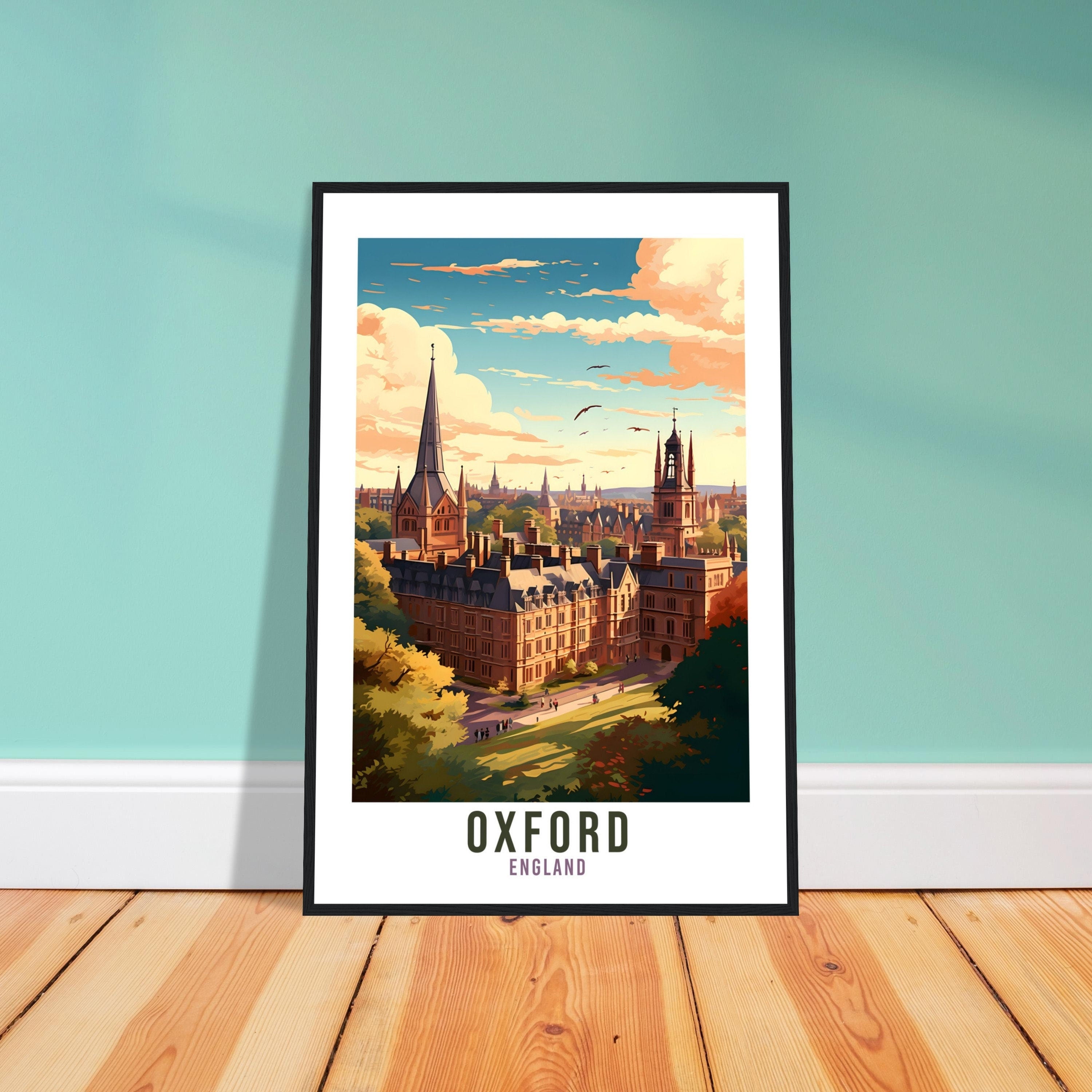 Oxford Travel Print Home Decor Oxfordshire England Wall ART Oxford Artwork Gift Oxford Travel Poster Artwork Oxford Art Lovers Gifts