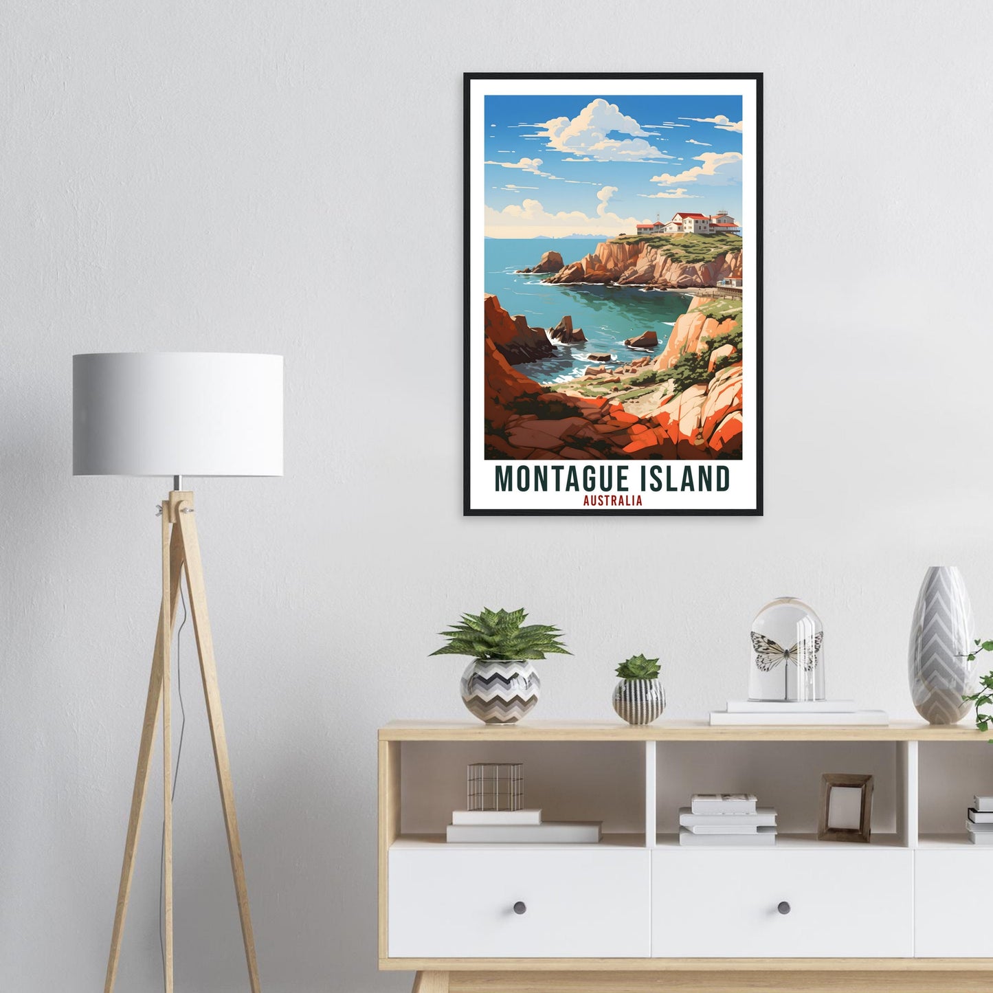 Montague Island Travel Poster Wall Art Montague Island Australia Artwork Wall Hanging Montague Island Travel Print Australian Art Lover Gift