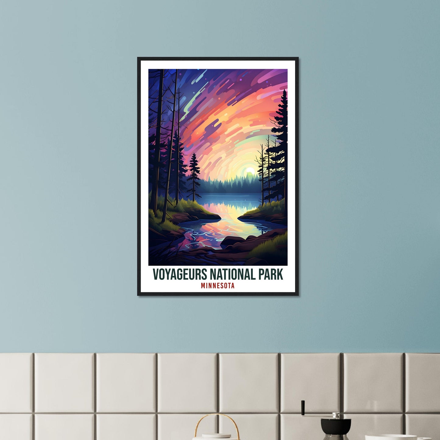 Voyageurs National Park Travel Print Minnesota Northern Lights Wall Art Wall Hanging Travel Art Gift Voyageurs National Park Travel Poster