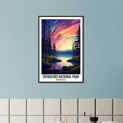 Voyageurs National Park Travel Print Minnesota Northern Lights Wall Art Wall Hanging Travel Art Gift Voyageurs National Park Travel Poster
