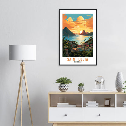 Saint Lucia Travel Print Wall Art St Lucia Sunset Wall Hanging Home Décor Caribbean Gift Art Lovers Castries Travel Poster St Lucia Poster