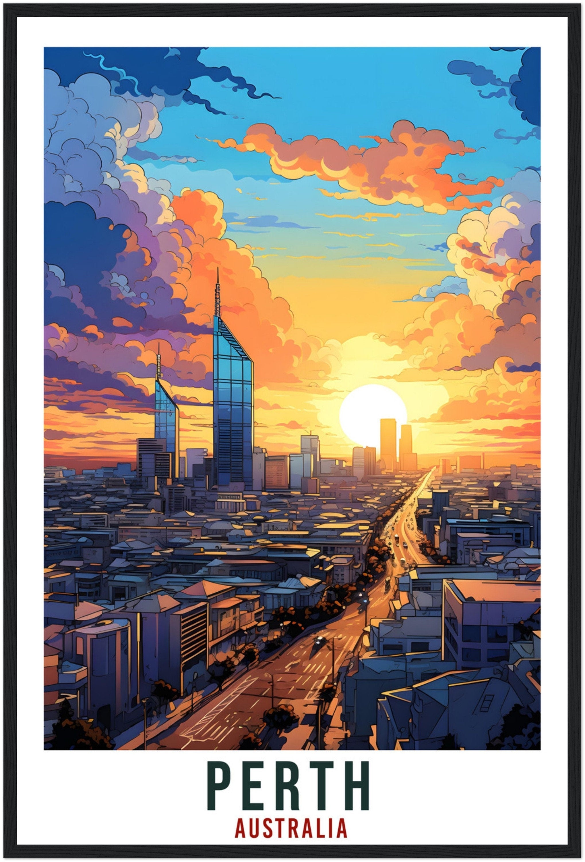 Perth Travel Poster Wall Art Perth Australia Home Décor Artwork Wall Hanging Perth Art Gifts  Perth Travel Print Australian Art Lovers Gift