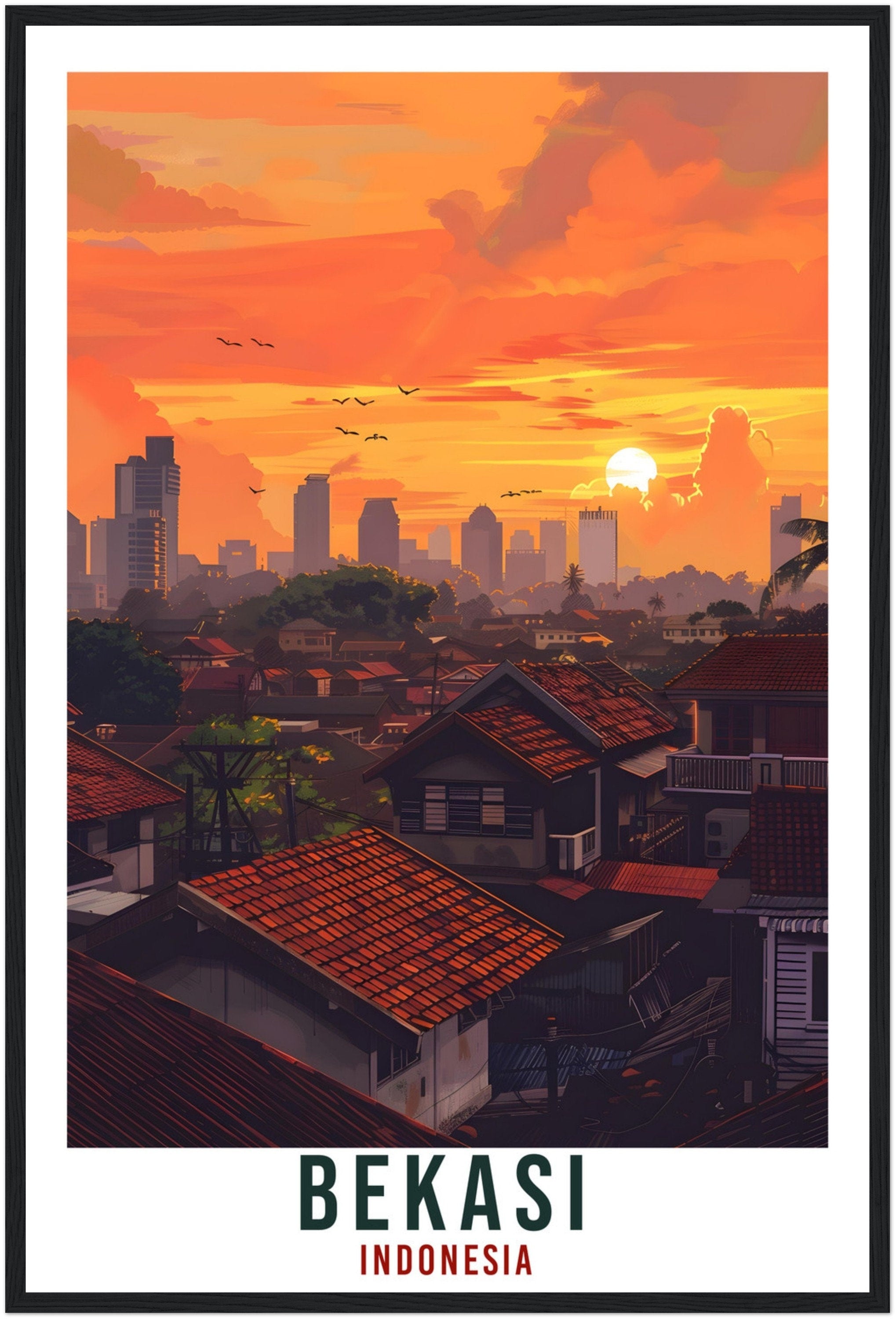 Bekasi Travel Print Bali Wall Art Indonesia Wall Hanging Home Décor Bekasi Gift Landmark Artwork Travel Art Indonesia Bekasi Travel Poster