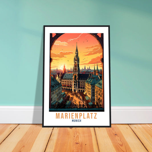 Munich Travel Print Germany Wall Art Marienplatz Travel Poster Munich Home Decor Munich Cityscape Art Gift Marienplatz Munich Wall Art Gift