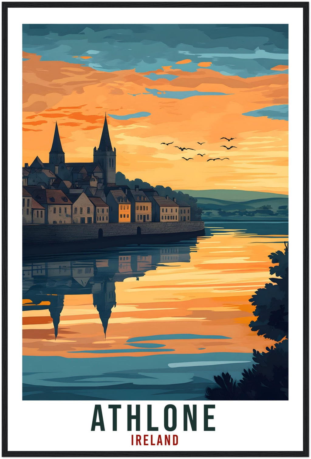 Athlone Travel Print Ireland Home Decor Athlone Wall Art Gift Wall Hanging Art Lover Athlone Irish Artwork Travel Poster Ireland Travel Art