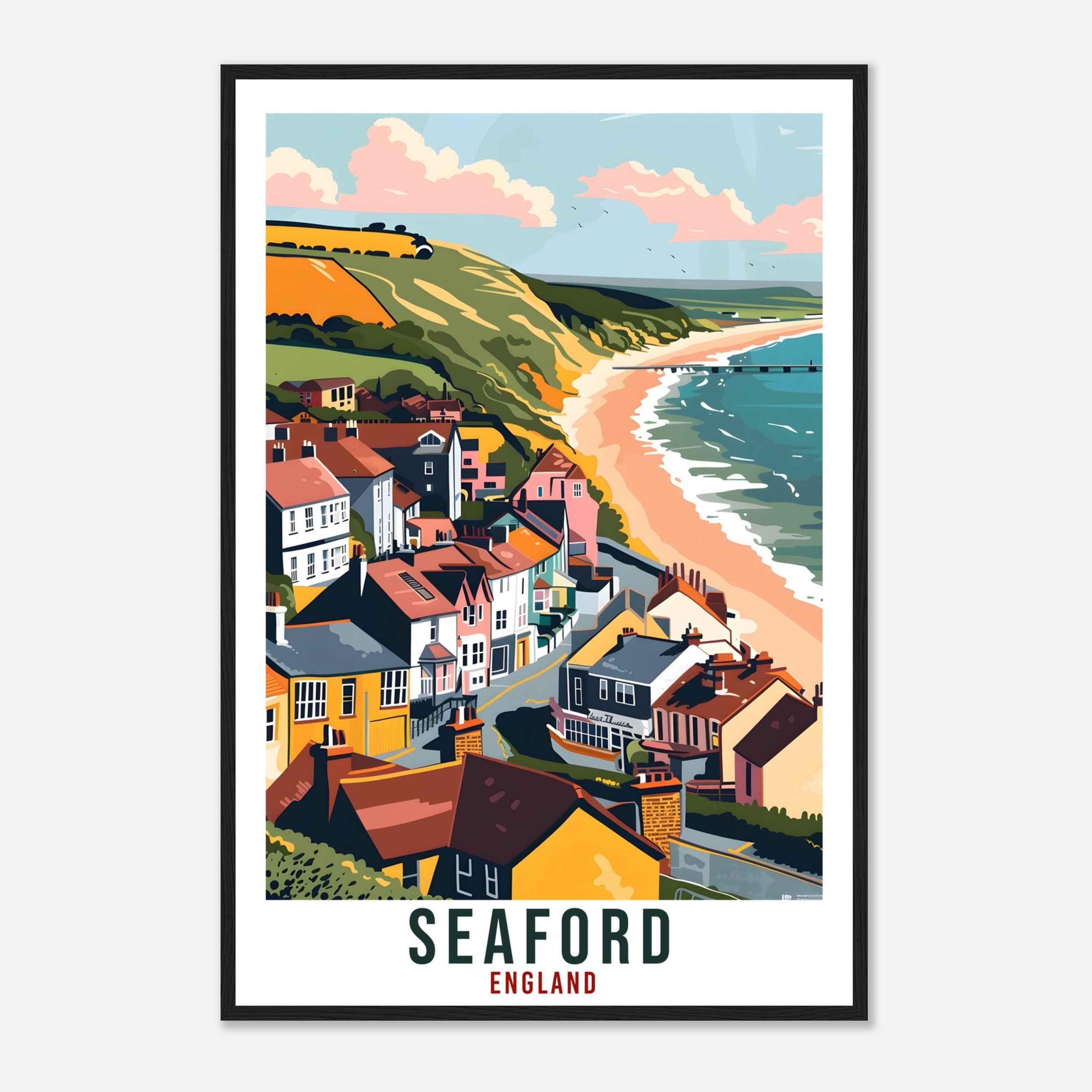 Seaford Travel Print Wall Art Seaford Wall Hanging Home Living Décor Seaford Gift Art Lovers UK Artwork Gift Print England Travel Poster