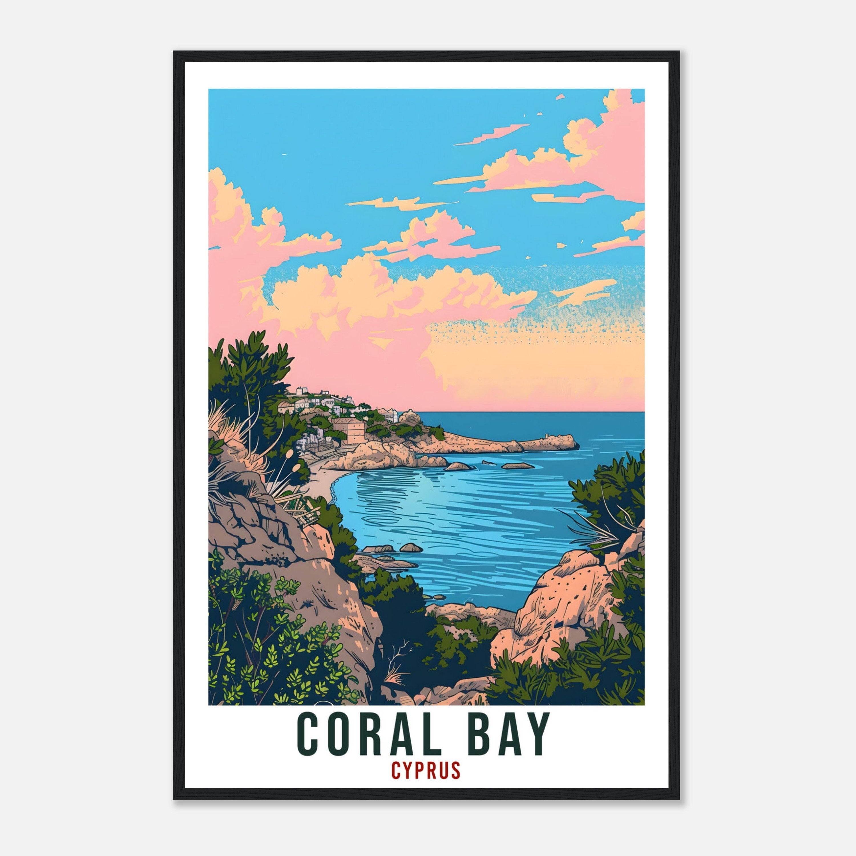 Coral Bay Cyprus Travel Print Cyprus Wall Art Wall Hanging Home Décor Coral Bay Gift Cyprus Landmark Artwork Gift Cyprus Peyia Travel Poster