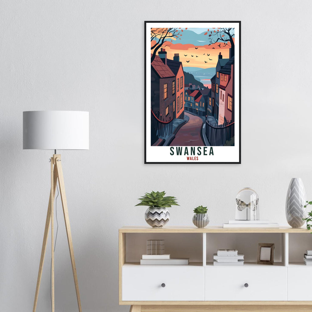Swansea Travel Print Wales Home Decor Swansea Wall Art Wall Hanging Art Lover Wales Artwork Travel Poster Wales Swansea Travel Art Gift