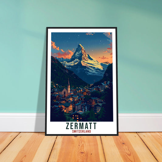 Zermatt Travel Print Swiss Wall Art Wall Hanging Home Living Décor Zermatt Gift Art Lovers Gift Switzerland Artwork Gift Swiss Travel Poster