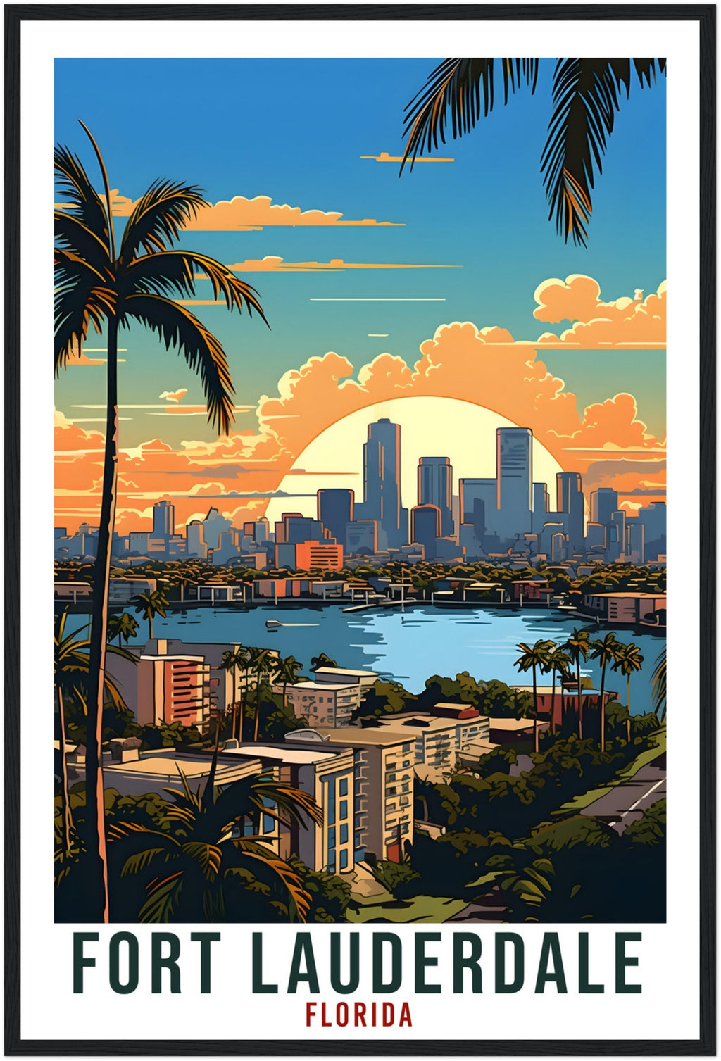 Fort Lauderdale Travel Print Florida Home Decoration USA Wall Art Gift Wall Hanging Art Lover Florida Artwork Fort Lauderdale Travel Poster