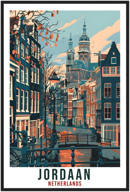 Jordaan Travel Print Amsterdam Holland Wall Art Wall Hanging Home Décor Gift Art Lover Gift Dutch Artwork Gift The Netherlands Travel Poster