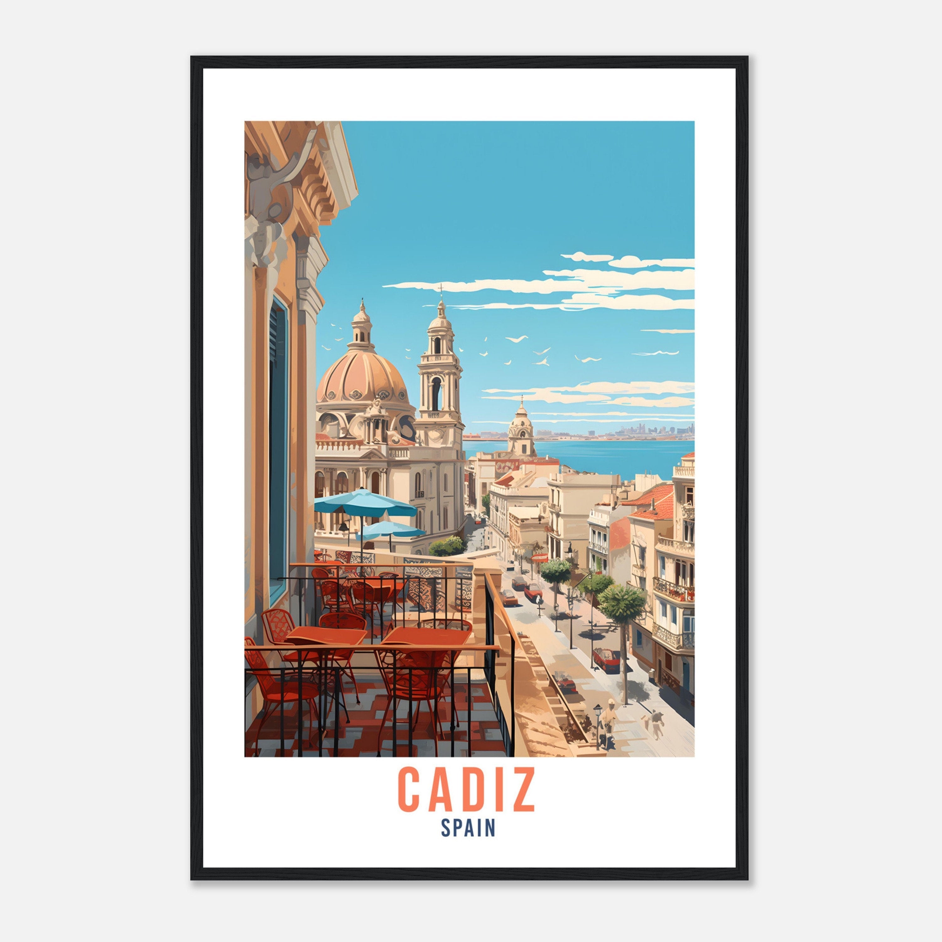 Cadiz Travel Poster Wall Art Cadiz Wall Hanging Home Décor Cadiz Gift Art Lovers Vintage Spain Art Cadiz Print Cadiz Spain Wall Art