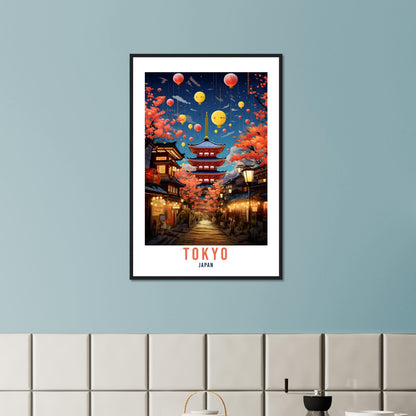 Tokyo Travel Poster Tokyo At Night Wall Hanging Japan Artwork Travel Print Wall Art Tokyo Japan Asia Home Decor Gift Travel Art Japan Temple