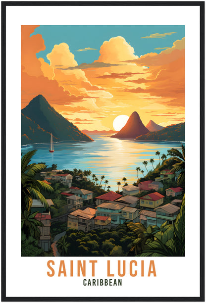 Saint Lucia Travel Print Wall Art St Lucia Sunset Wall Hanging Home Décor Caribbean Gift Art Lovers Castries Travel Poster St Lucia Poster