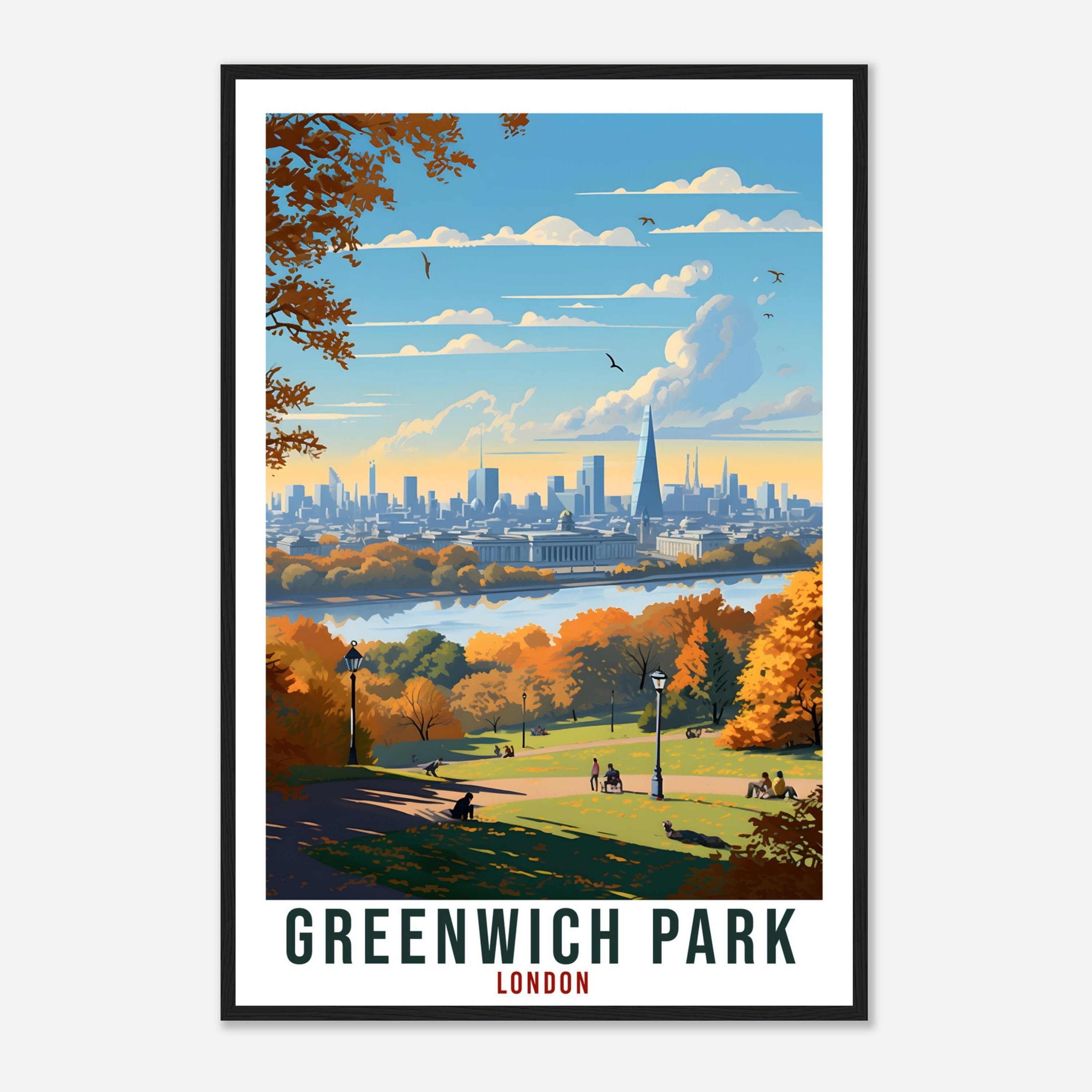 Greenwich Park London Travel Print English Wall Art Wall Hanging Travel Art Gift Greenwich Travel Poster London City Artwork Art Lover Gift