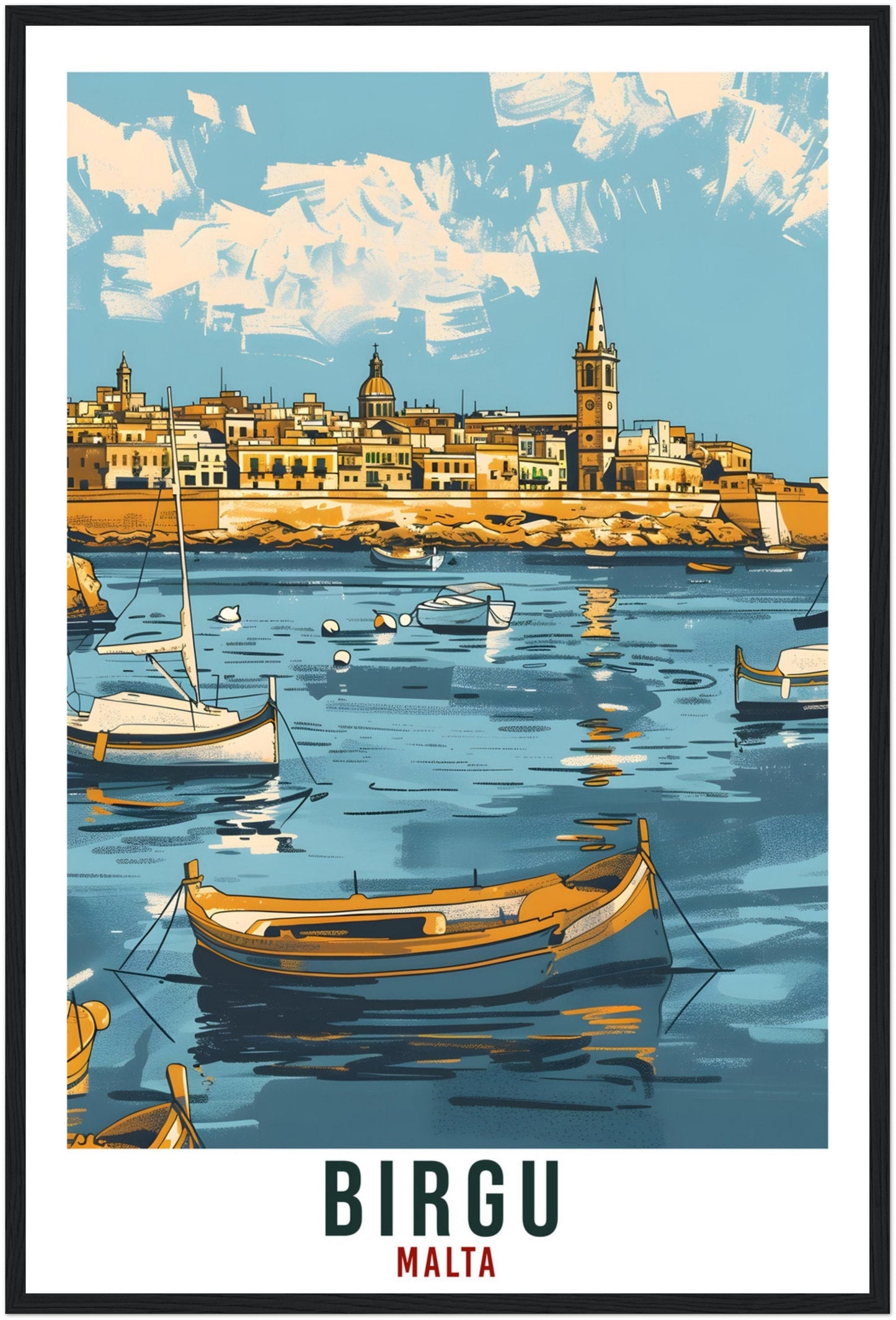 Birgu Travel Print Malta Wall Art Wall Hanging Home Living Décor Birgu Gift Art Lovers Gift Malta Artwork Gift Birgu Malta Travel Poster