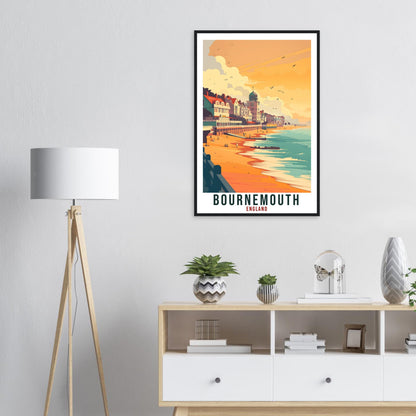 Bournemouth Travel Print Wall Art Wall Hanging Home Living Décor Art Lovers Gift UK Artwork Gift Print Bournemouth England Travel Poster