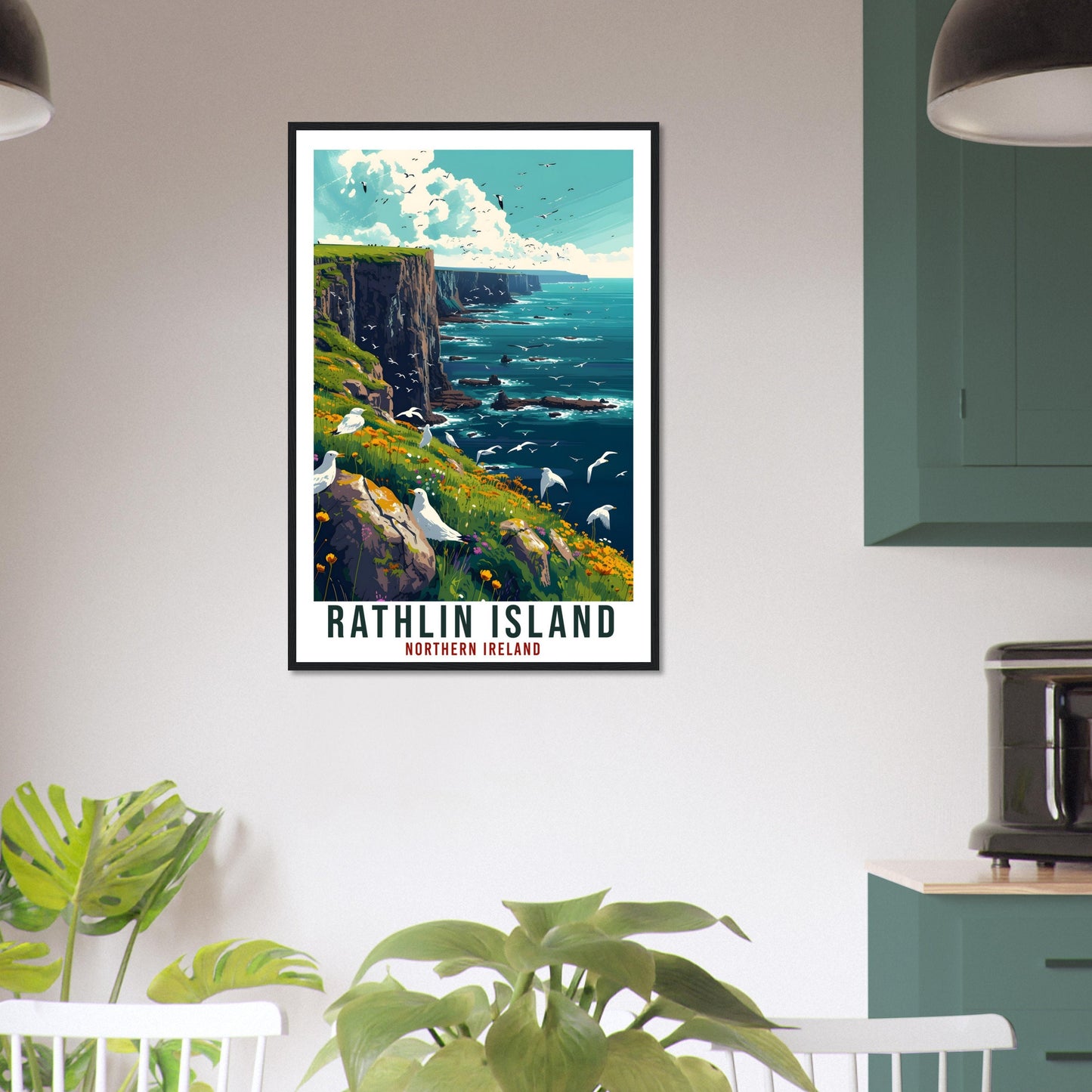 Rathlin Island Travel Print Northern Ireland Home Decoration Wall Art Wall Hanging Art Lover Ireland Artwork Rathlin Island Travel Poster