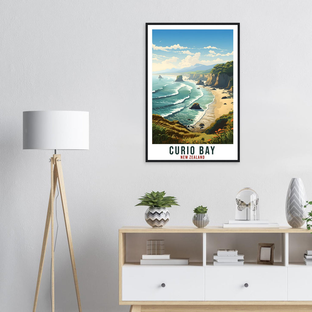 Curio Bay Travel Print Wall Art Curio Bay New Zealand Wall Hanging Artwork NZ Art Gifts Curio Bay Travel Poster New Zealand Art Lovers Gift