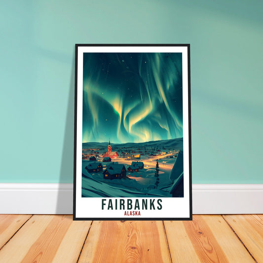 Fairbanks Travel Print Alaska Northern Lights Wall Art Wall Hanging Travel Gift Fairbanks Travel Poster Alaska Landscape Artwork Art Lover