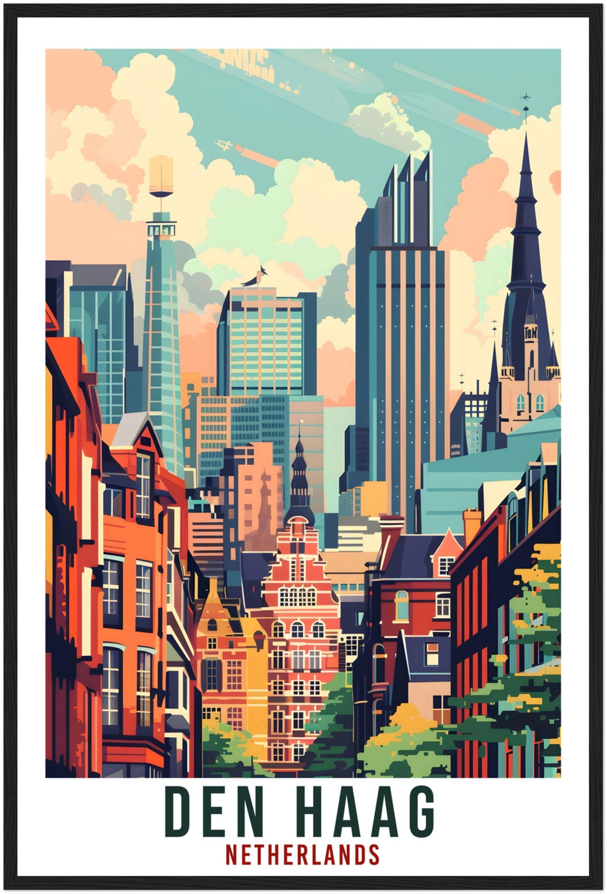 Den Haag Travel Print Holland Wall Art Wall Hanging Home Décor Den Haag Gift Art Lover Gift Dutch Artwork Gift The Netherlands Travel Poster