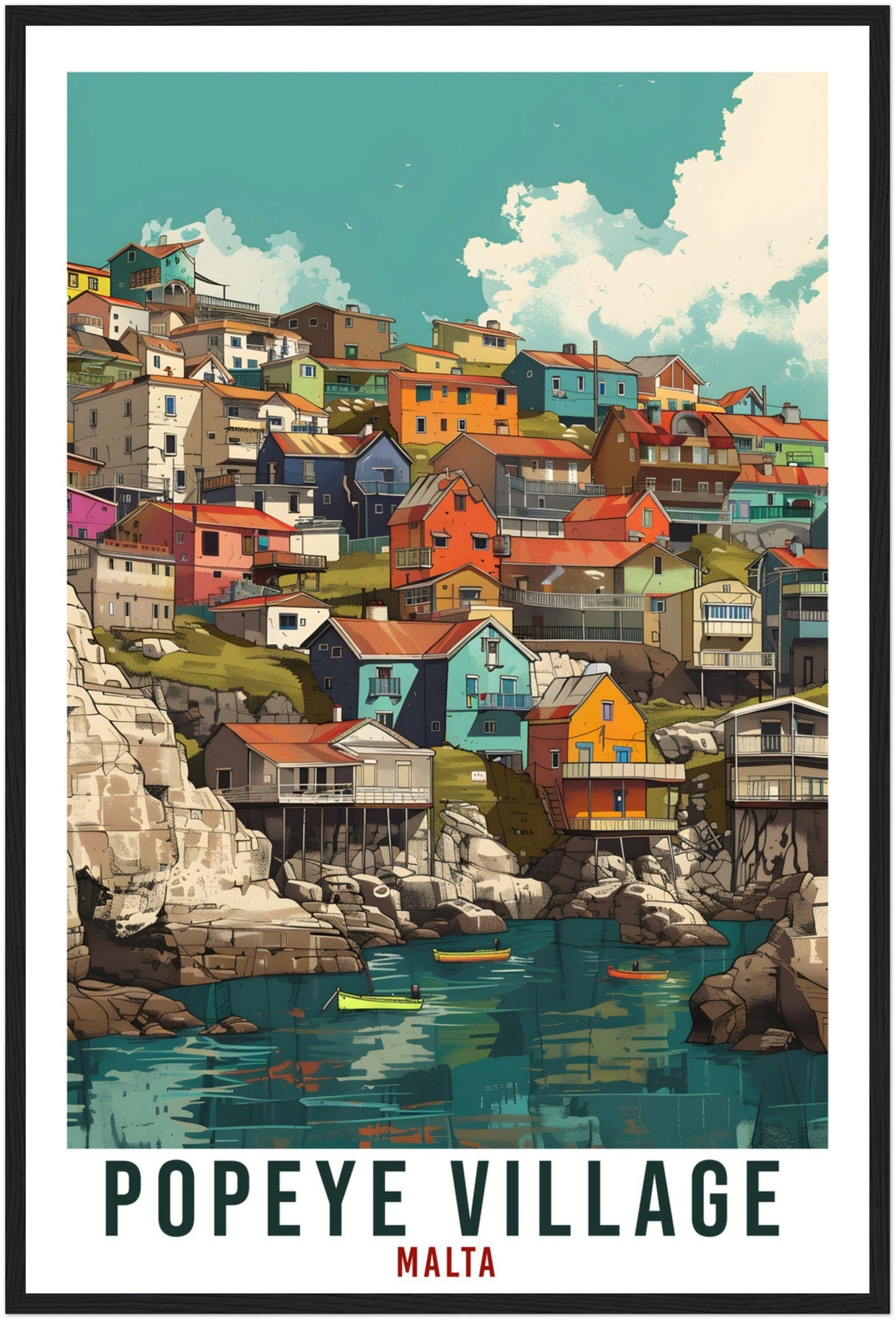 Popeye Village Travel Print Malta Wall Art Wall Hanging Home Décor Popeye Village Gift Art Lover Gift Malta Artwork Gift Malta Travel Poster