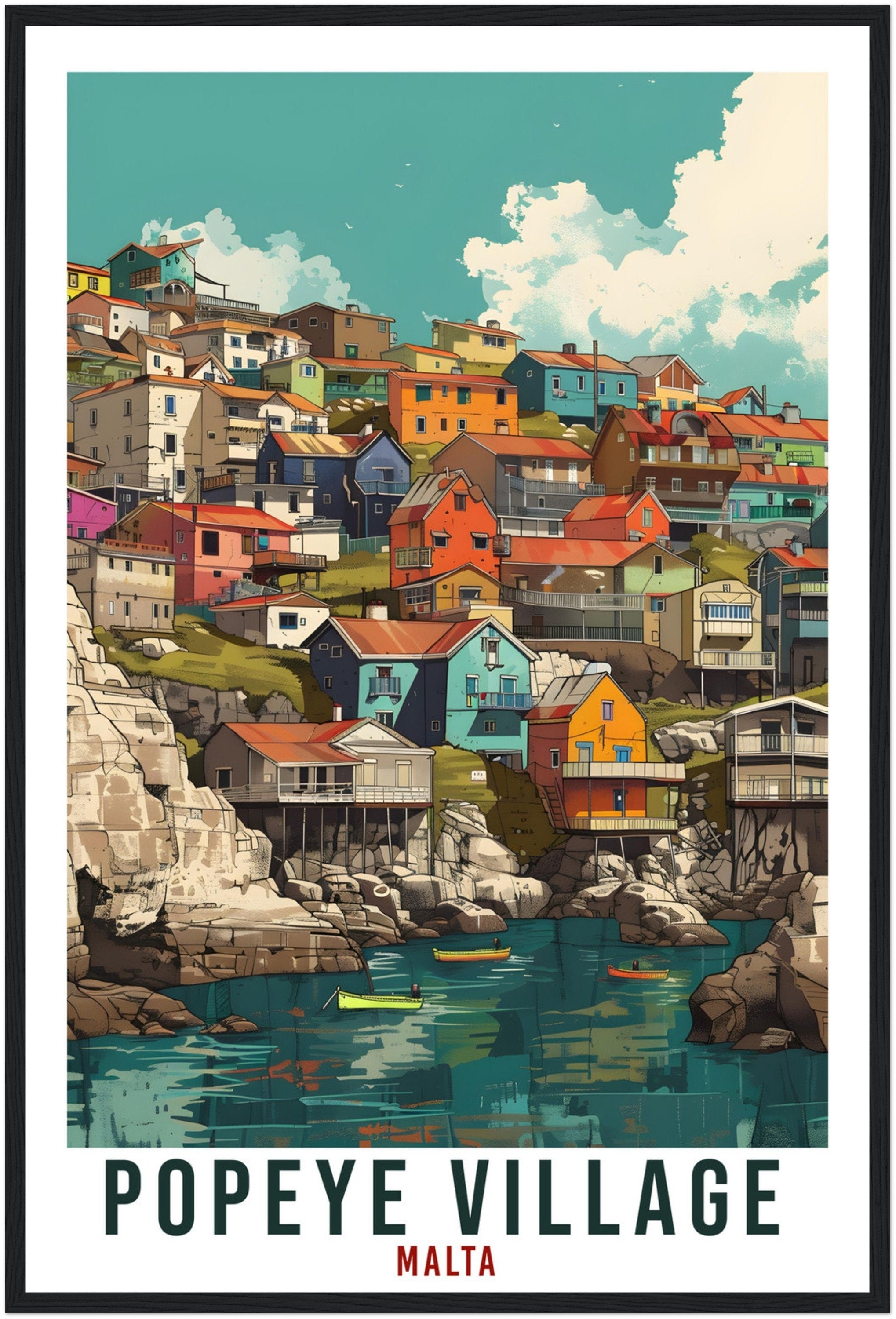 Popeye Village Travel Print Malta Wall Art Wall Hanging Home Décor Popeye Village Gift Art Lover Gift Malta Artwork Gift Malta Travel Poster