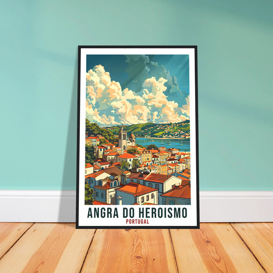 Angra Do Heroismo Travel Print Portugal Wall Art Wall Hanging Home Décor Angra Do Heroismo Gift Portugal Landmark Artwork Gift Travel Poster