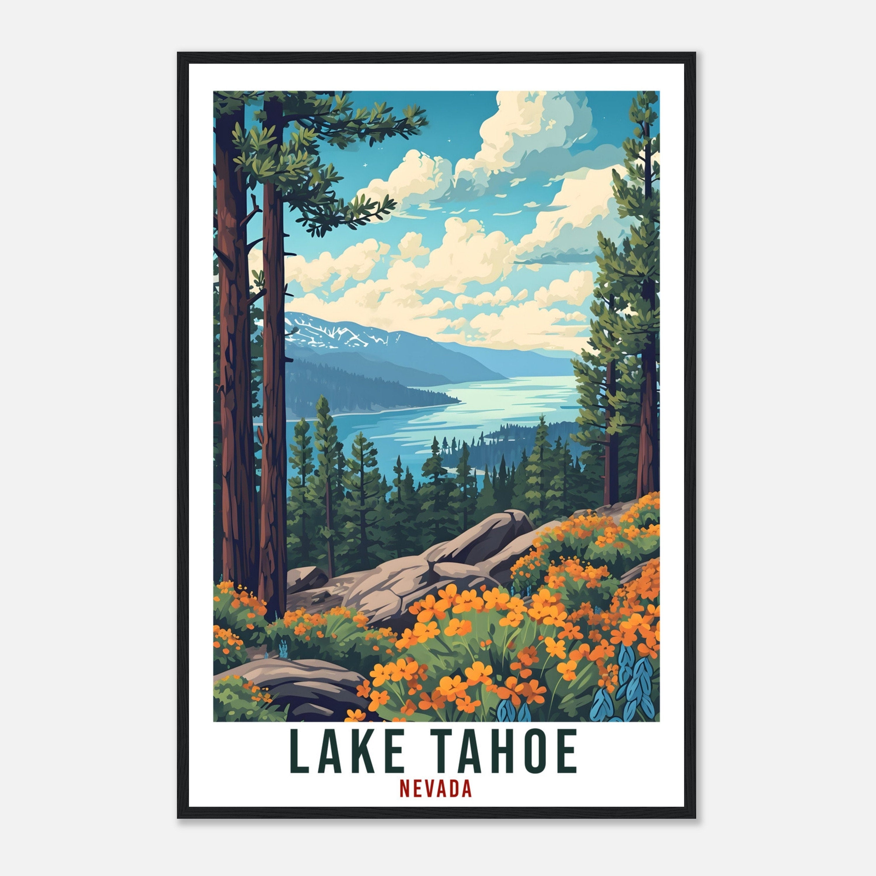 Lake Tahoe Travel Print Nevada Home Decoration USA City Wall Art Gift Wall Hanging Art Lover Nevada Artwork Lake Tahoe Travel Poster