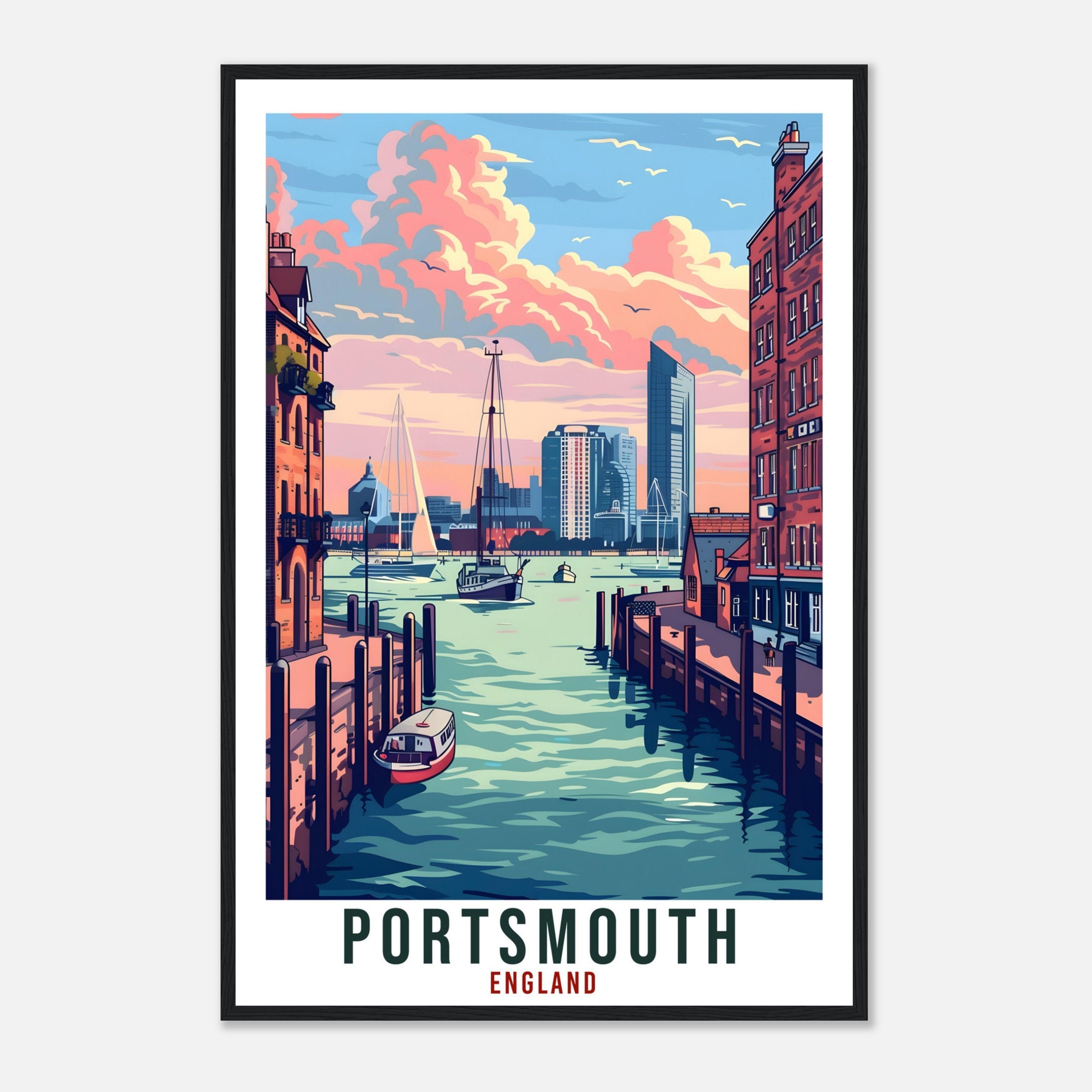 Portsmouth Travel Print Wall Art Wall Hanging Home Living Décor Portsmouth Gift Art Lovers Gift UK Artwork Gift Print England Travel Poster