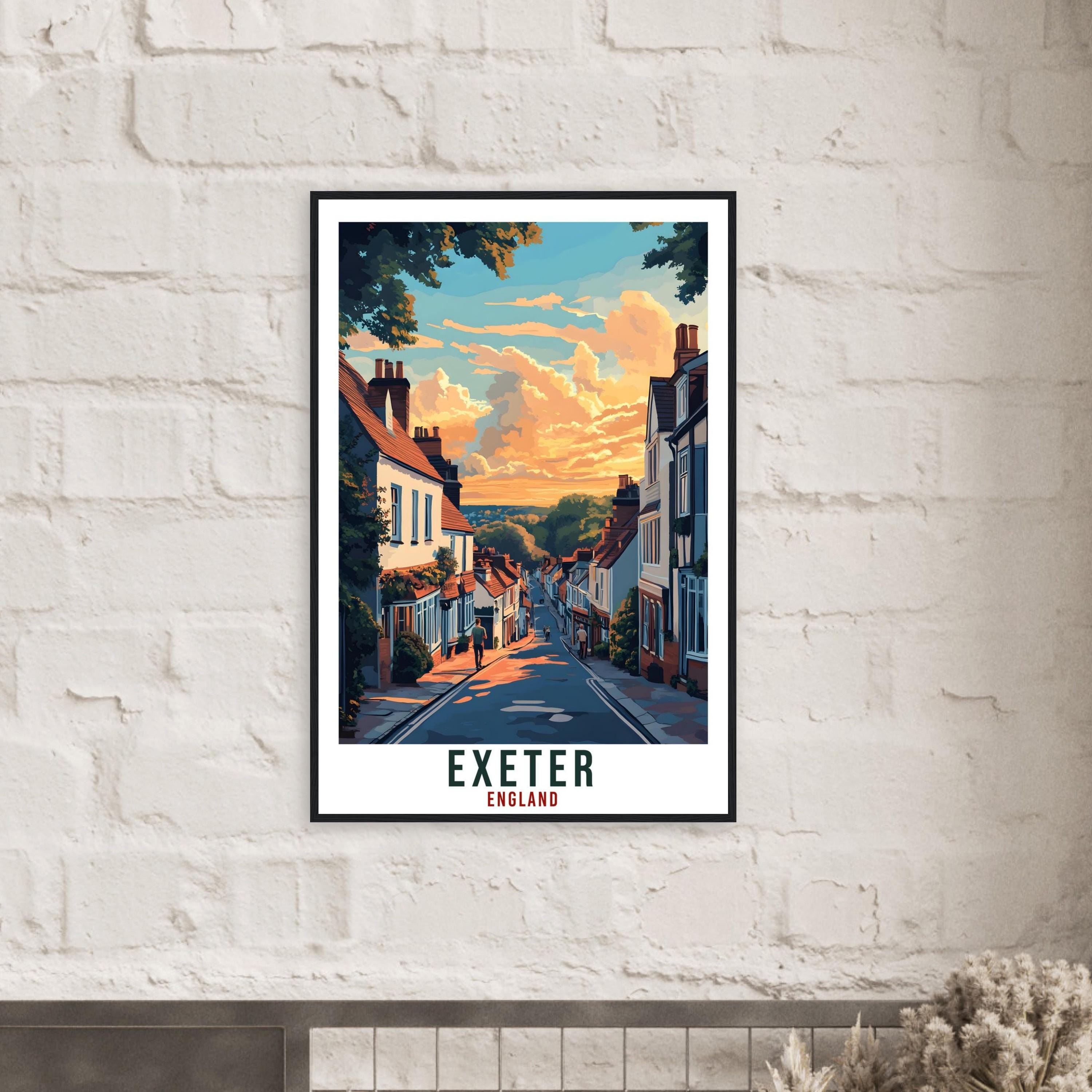 Exeter Travel Print England Home Decor Exeter Wall Art Gift Wall Hanging Art Lover Exeter England Republic Artwork Travel Poster UK Art