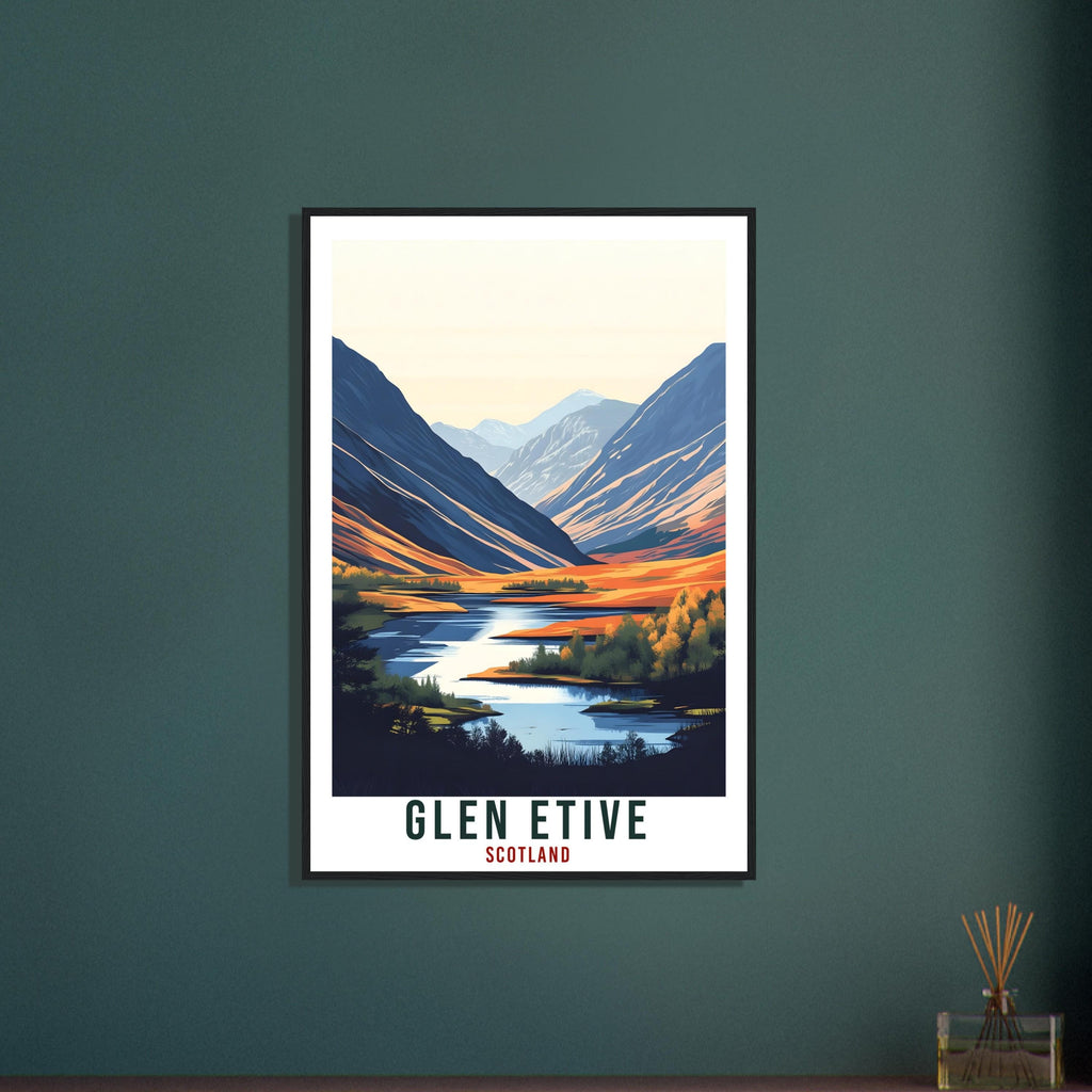 Glen Etive Travel Print Scotland Home Decor Glen Etive Wall Art Wall Hanging Art Lover Scotland Artwork Travel Poster Glen Etive Travel Art