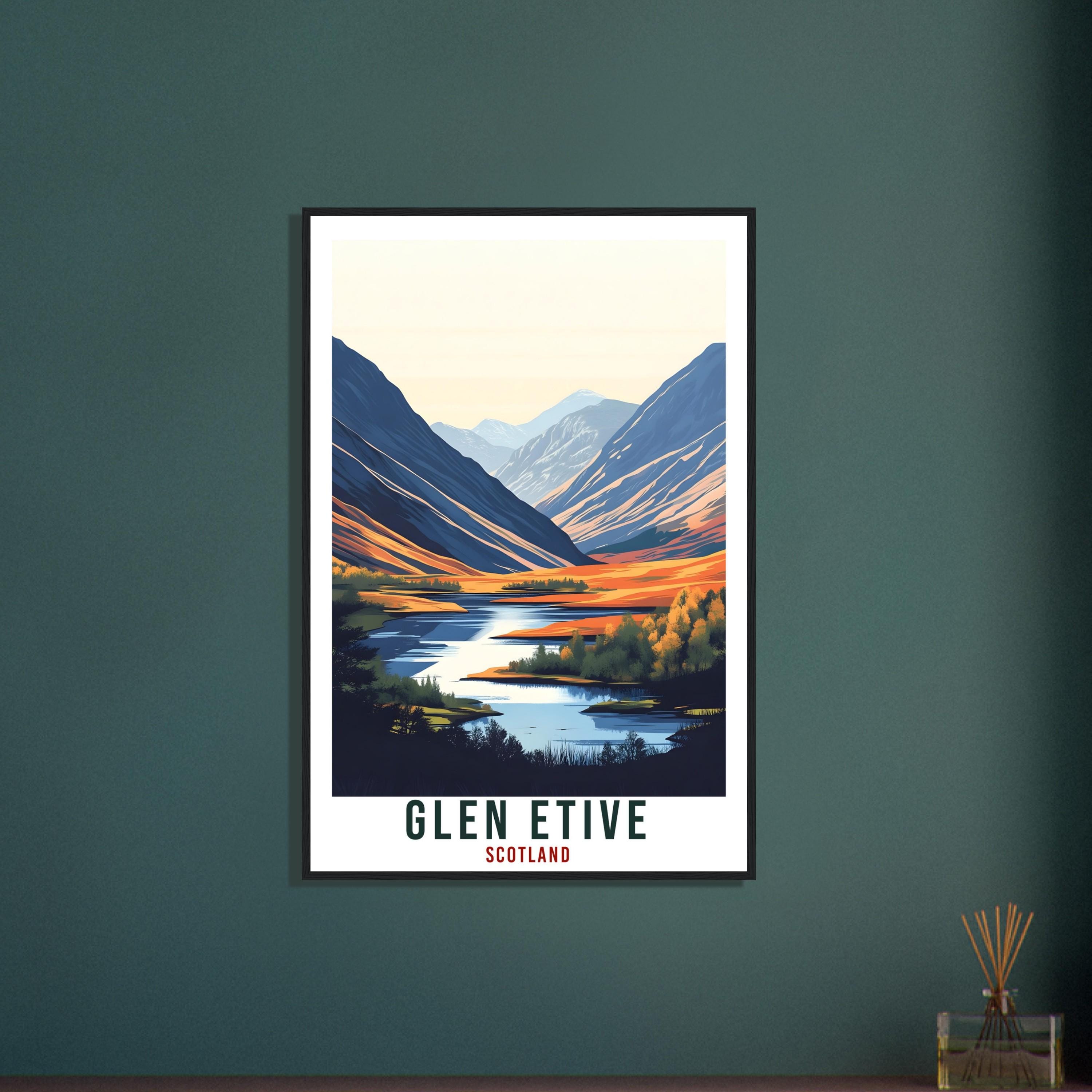 Glen Etive Travel Print Scotland Home Decor Glen Etive Wall Art Wall Hanging Art Lover Scotland Artwork Travel Poster Glen Etive Travel Art