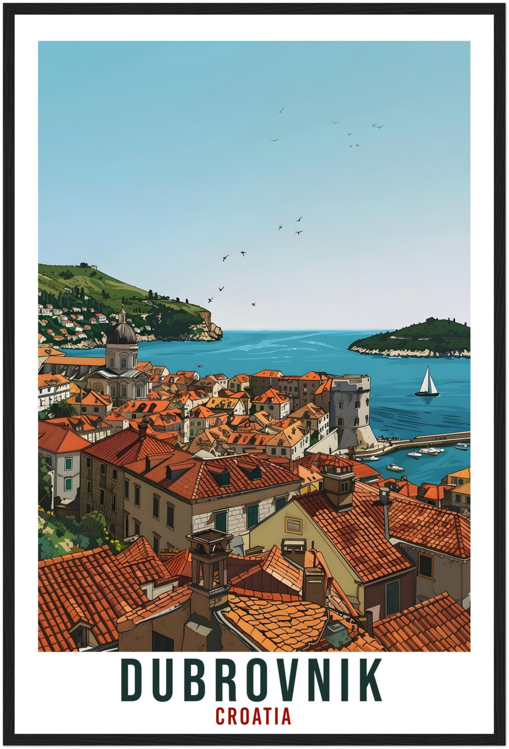 Dubrovnik Travel Print Croatia Wall Art Wall Hanging Home Décor Dubrovnik Gift Croatian Landmark Artwork Gift Croatia Holiday Travel Poster