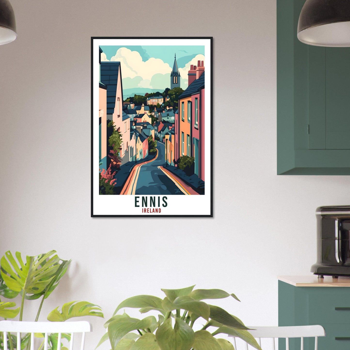 Ennis Travel Print Ireland Home Decor Ennis Wall Art Wall Hanging Art Lover Irish Artwork Travel Poster Ennis Town Ireland Travel Art