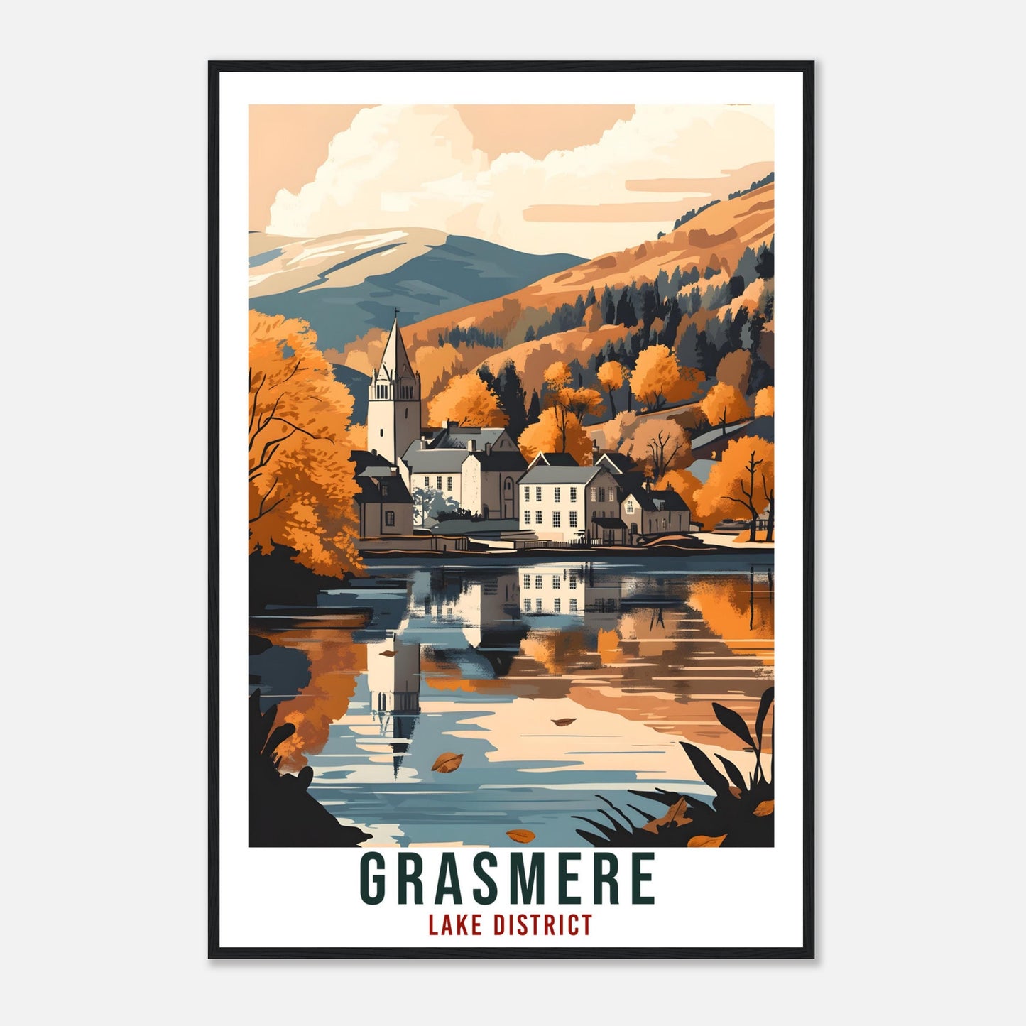 Grasmere Travel Print Lake District Home Decor Grasmere Wall Art Wall Hanging Art Lover Lake District Artwork Travel Poster Cumbria Travel